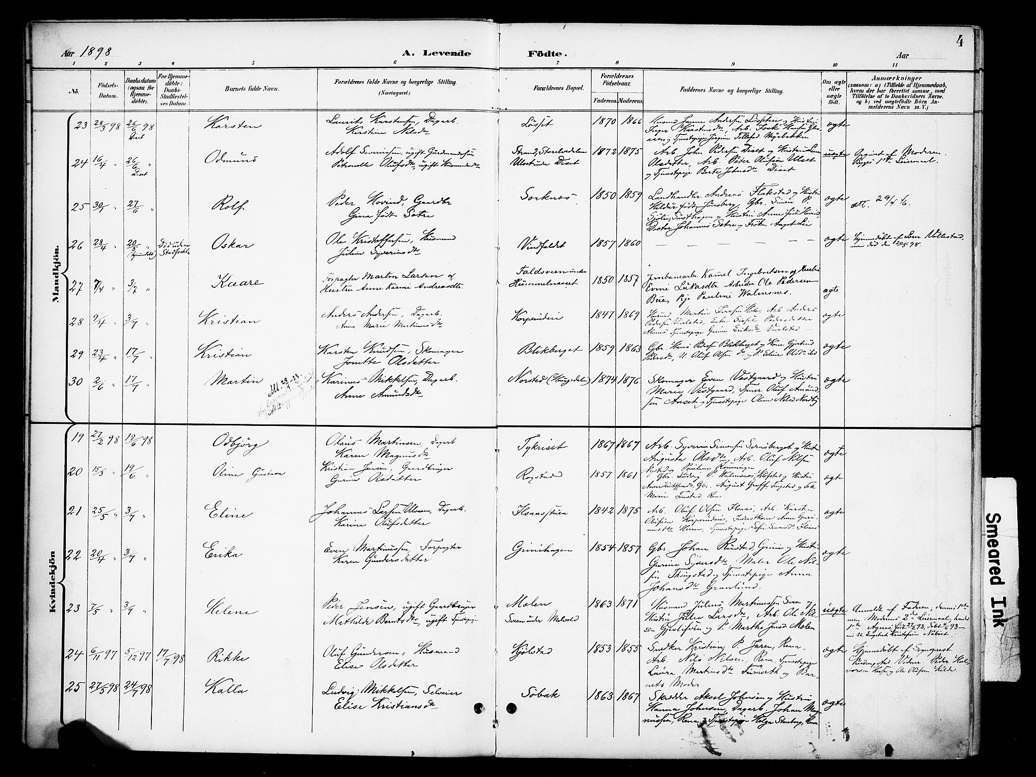 Åmot prestekontor, Hedmark, AV/SAH-PREST-056/H/Ha/Haa/L0013: Parish register (official) no. 13, 1898-1906, p. 4