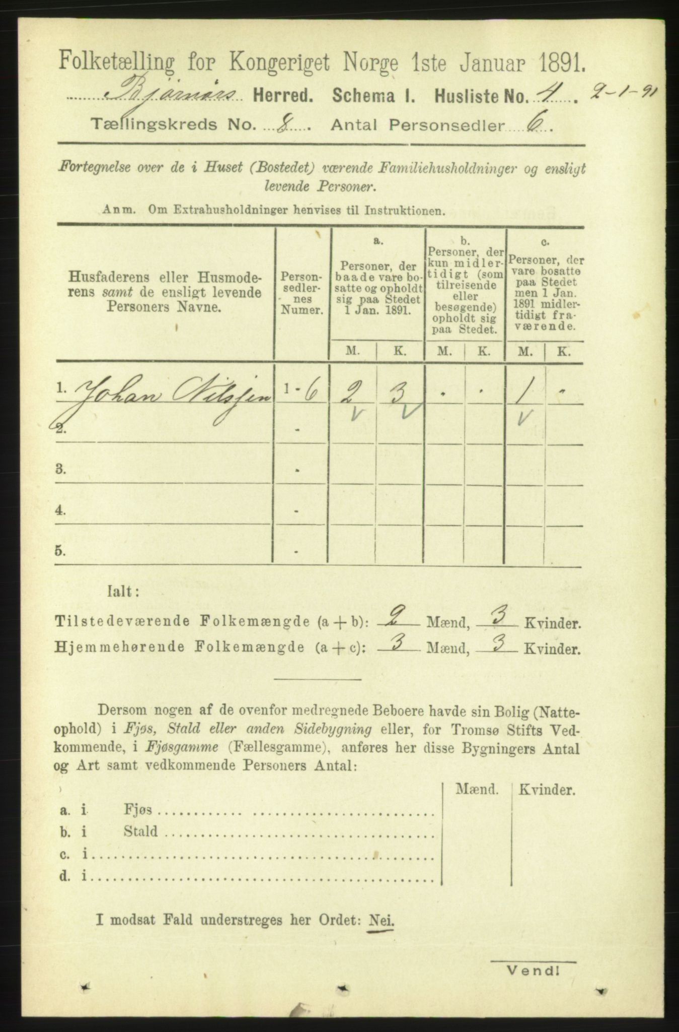 RA, 1891 census for 1632 Bjørnør, 1891, p. 3327