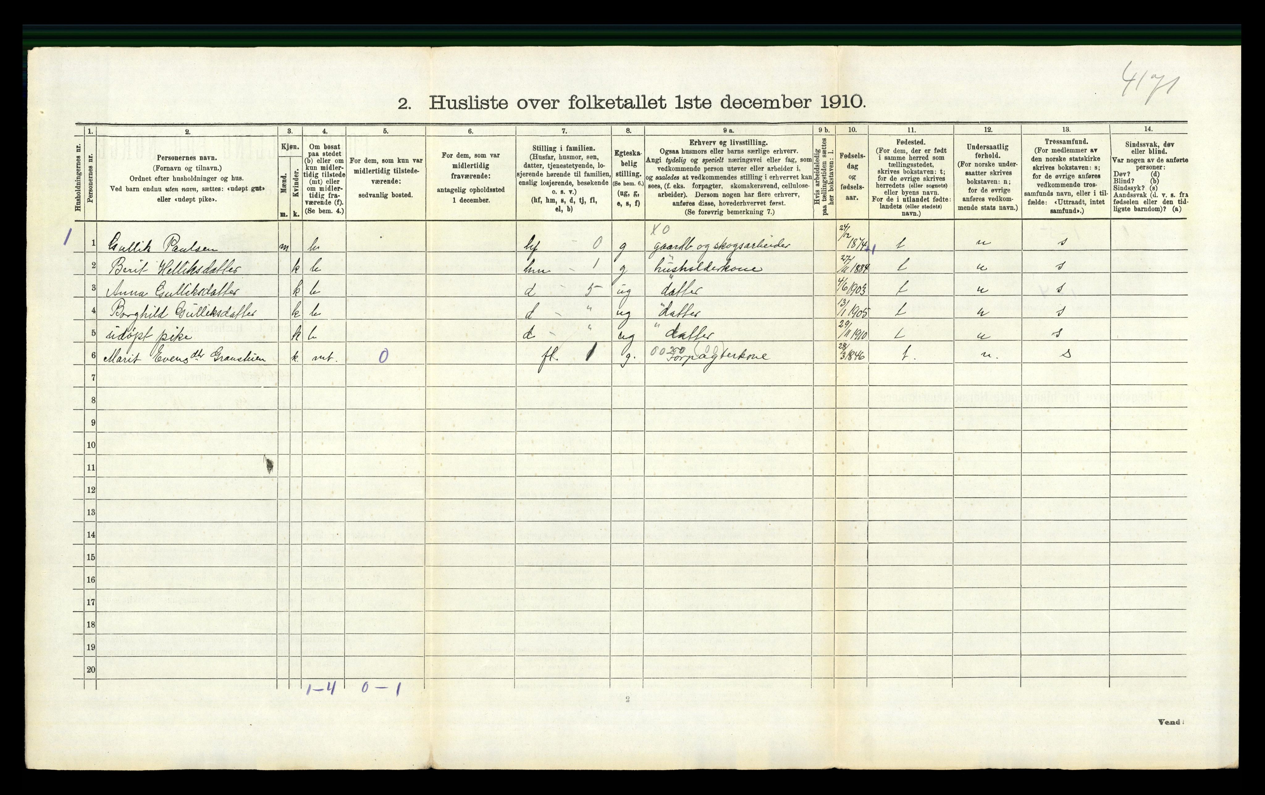 RA, 1910 census for Flesberg, 1910, p. 802