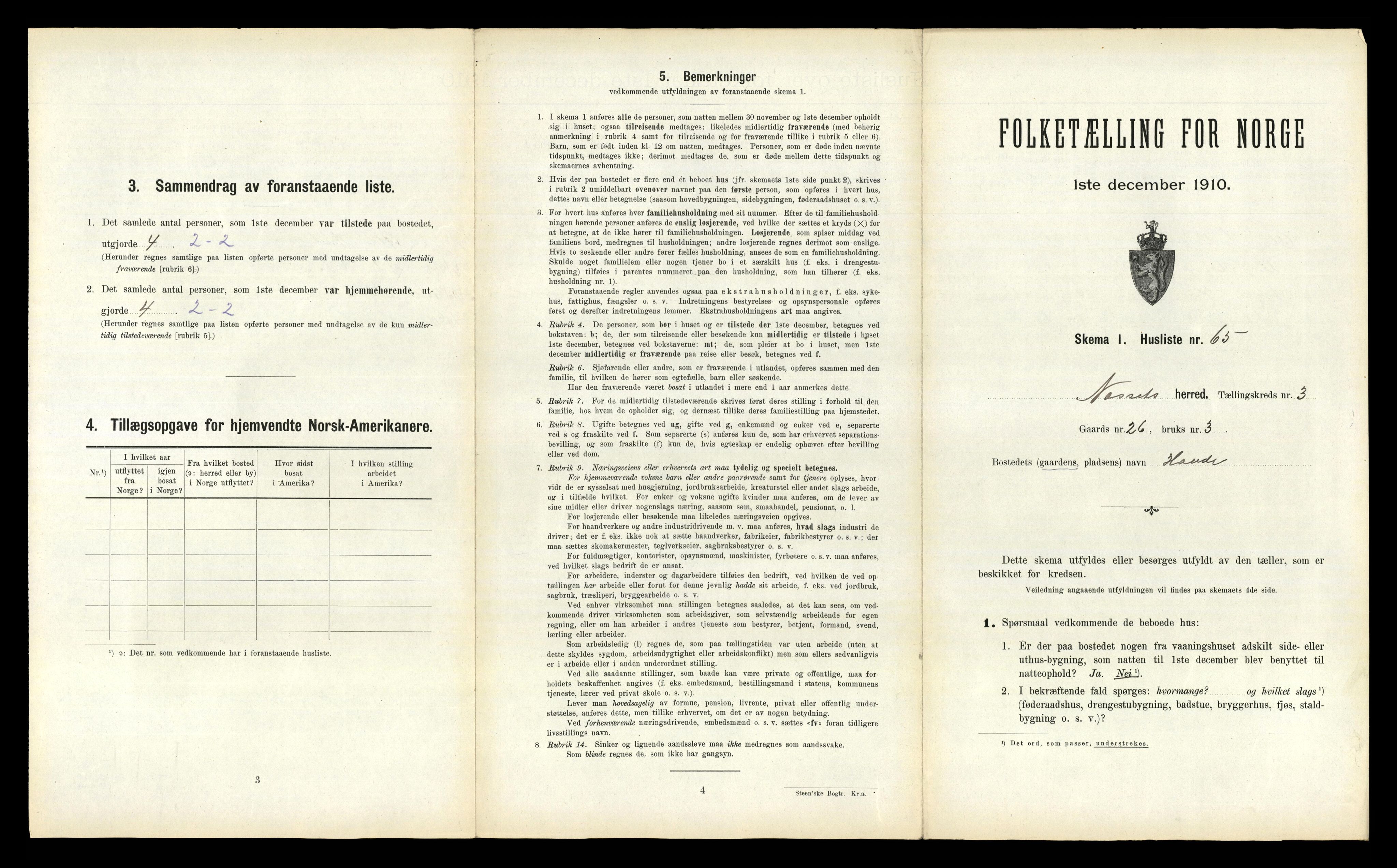 RA, 1910 census for Nesset, 1910, p. 301