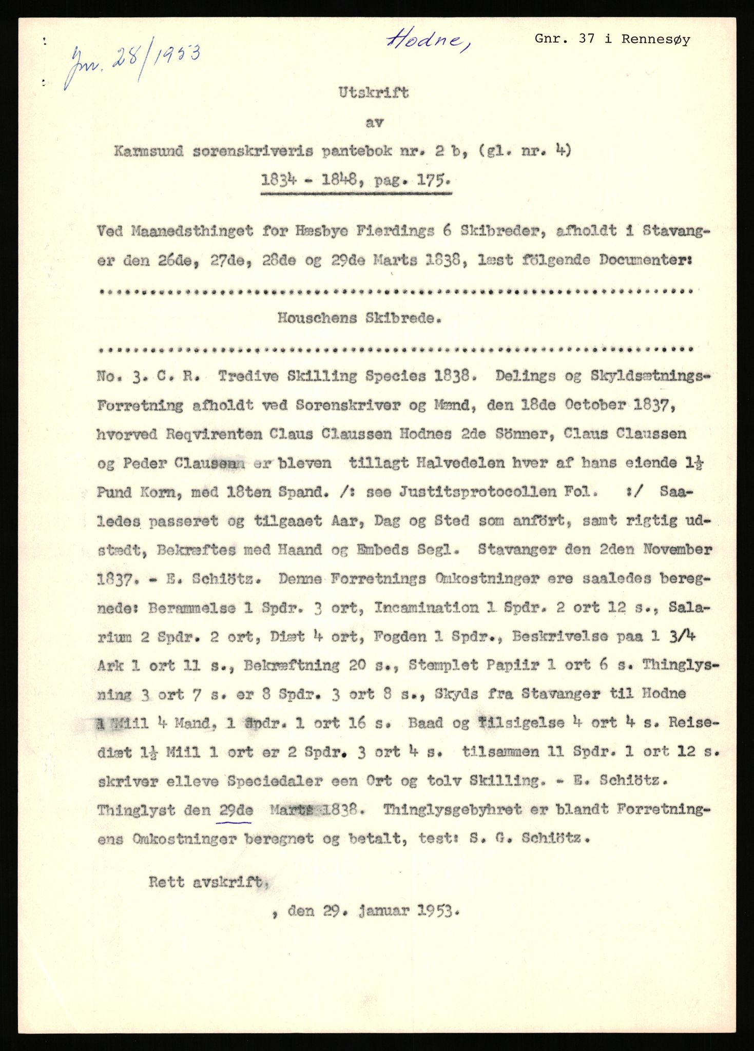 Statsarkivet i Stavanger, AV/SAST-A-101971/03/Y/Yj/L0038: Avskrifter sortert etter gårdsnavn: Hodne - Holte, 1750-1930, p. 21