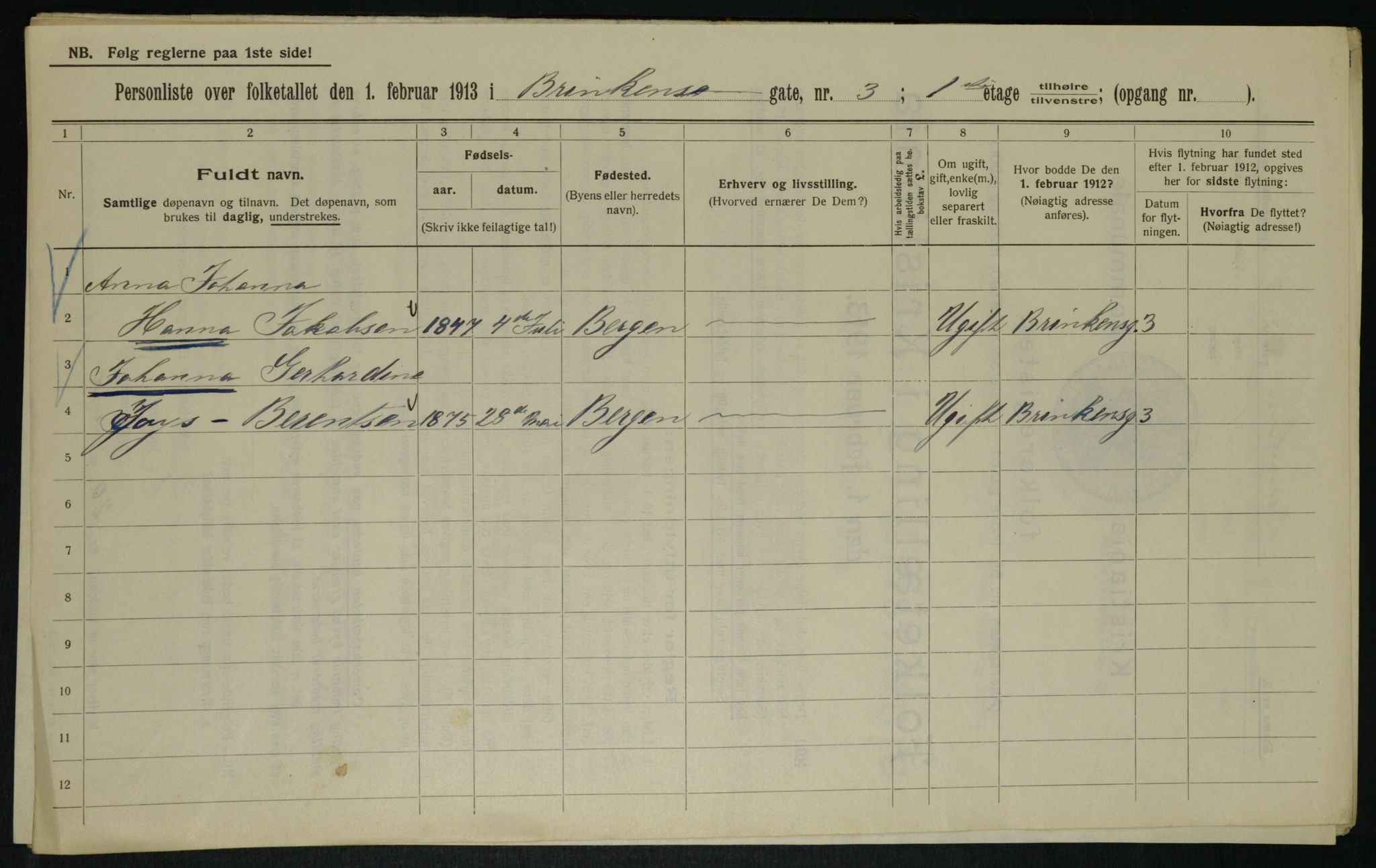 OBA, Municipal Census 1913 for Kristiania, 1913, p. 8684