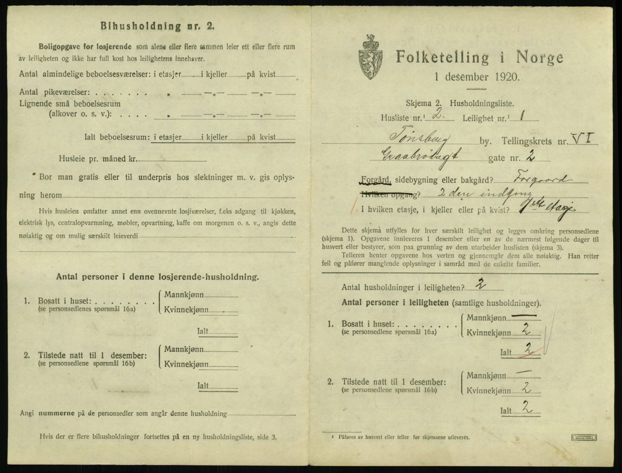 SAKO, 1920 census for Tønsberg, 1920, p. 3723