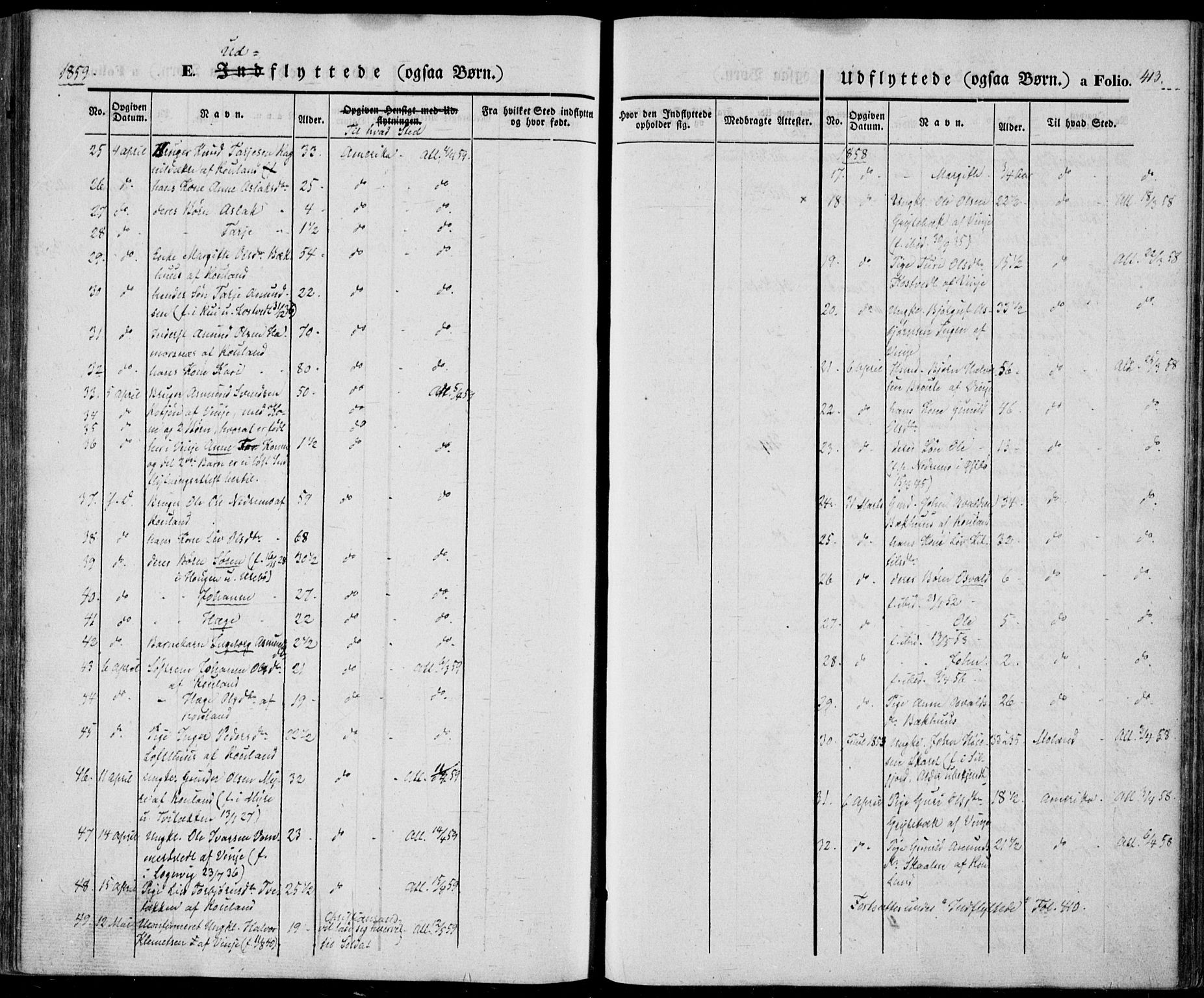 Vinje kirkebøker, AV/SAKO-A-312/F/Fa/L0004: Parish register (official) no. I 4, 1843-1869, p. 413