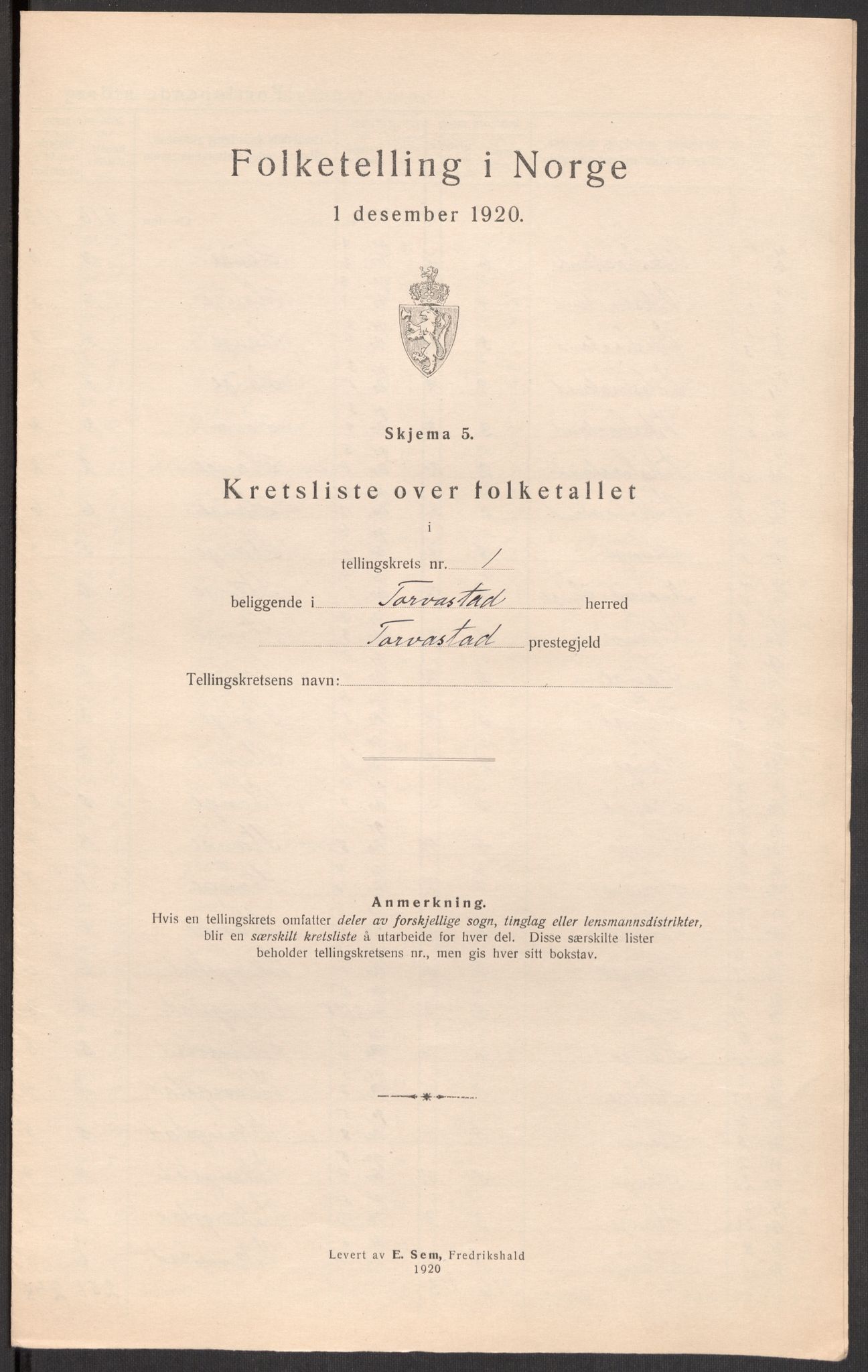 SAST, 1920 census for Torvastad, 1920, p. 36