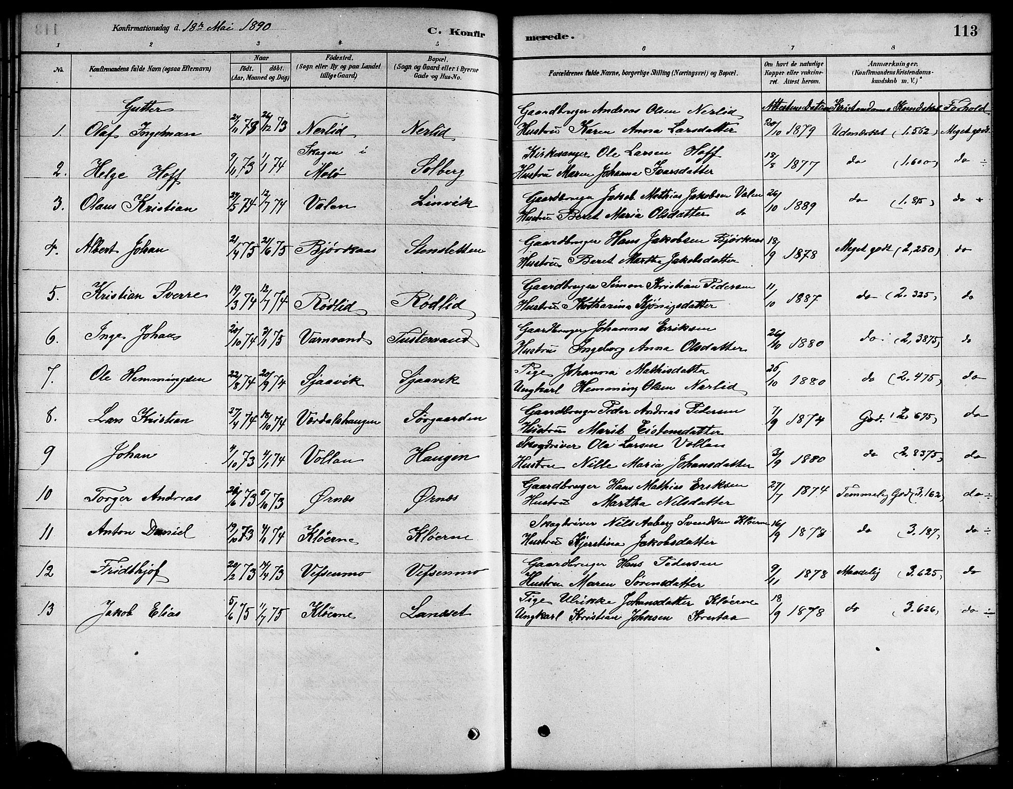 Ministerialprotokoller, klokkerbøker og fødselsregistre - Nordland, SAT/A-1459/823/L0330: Parish register (copy) no. 823C02, 1879-1916, p. 113