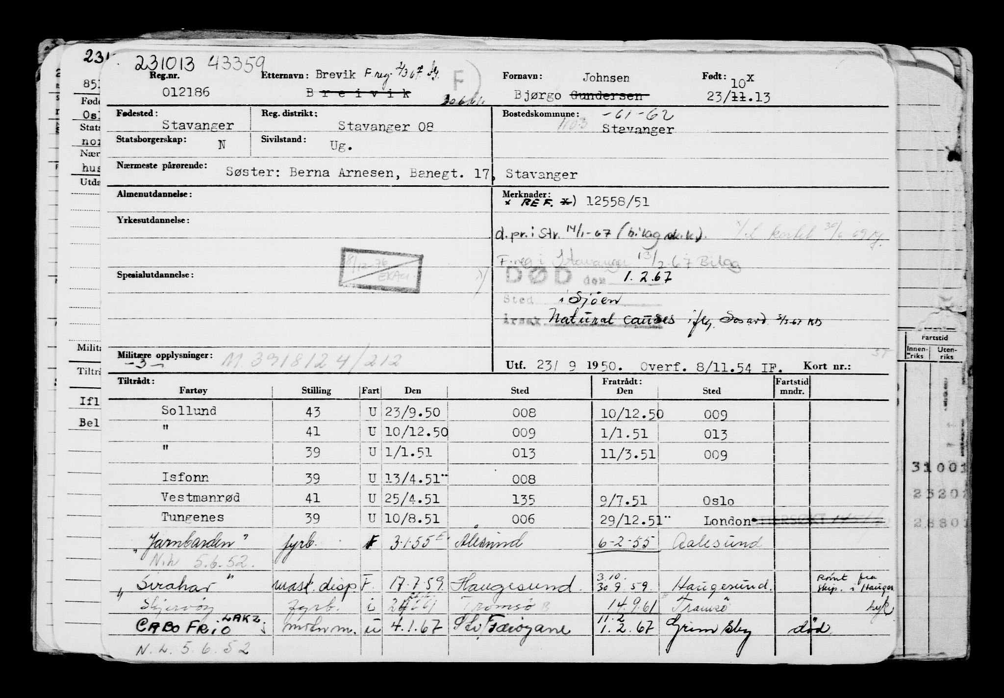 Direktoratet for sjømenn, AV/RA-S-3545/G/Gb/L0116: Hovedkort, 1913, p. 177