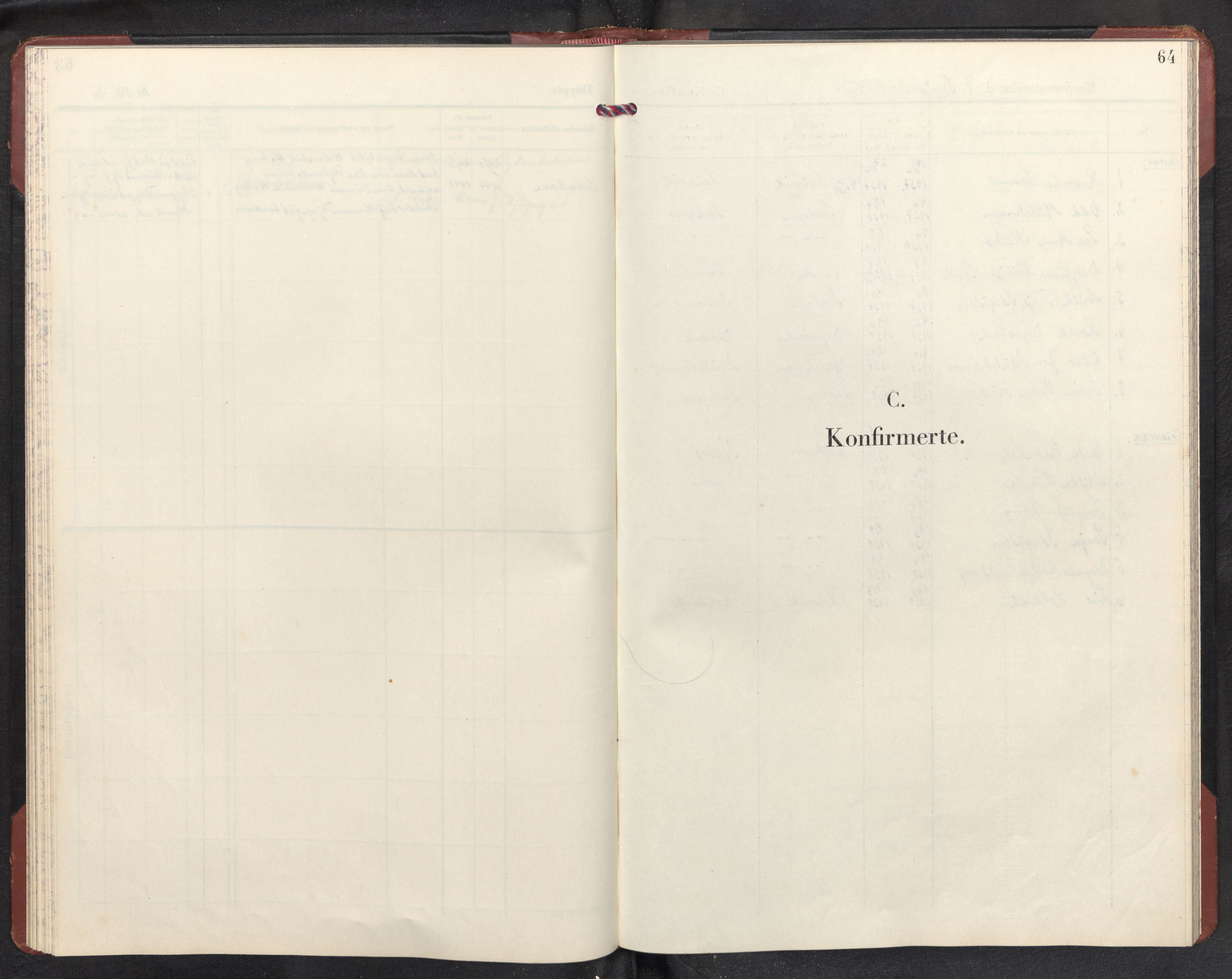 Davik sokneprestembete, AV/SAB-A-79701/H/Hab/Habb/L0003: Parish register (copy) no. B 3, 1952-1969, p. 63b-64a