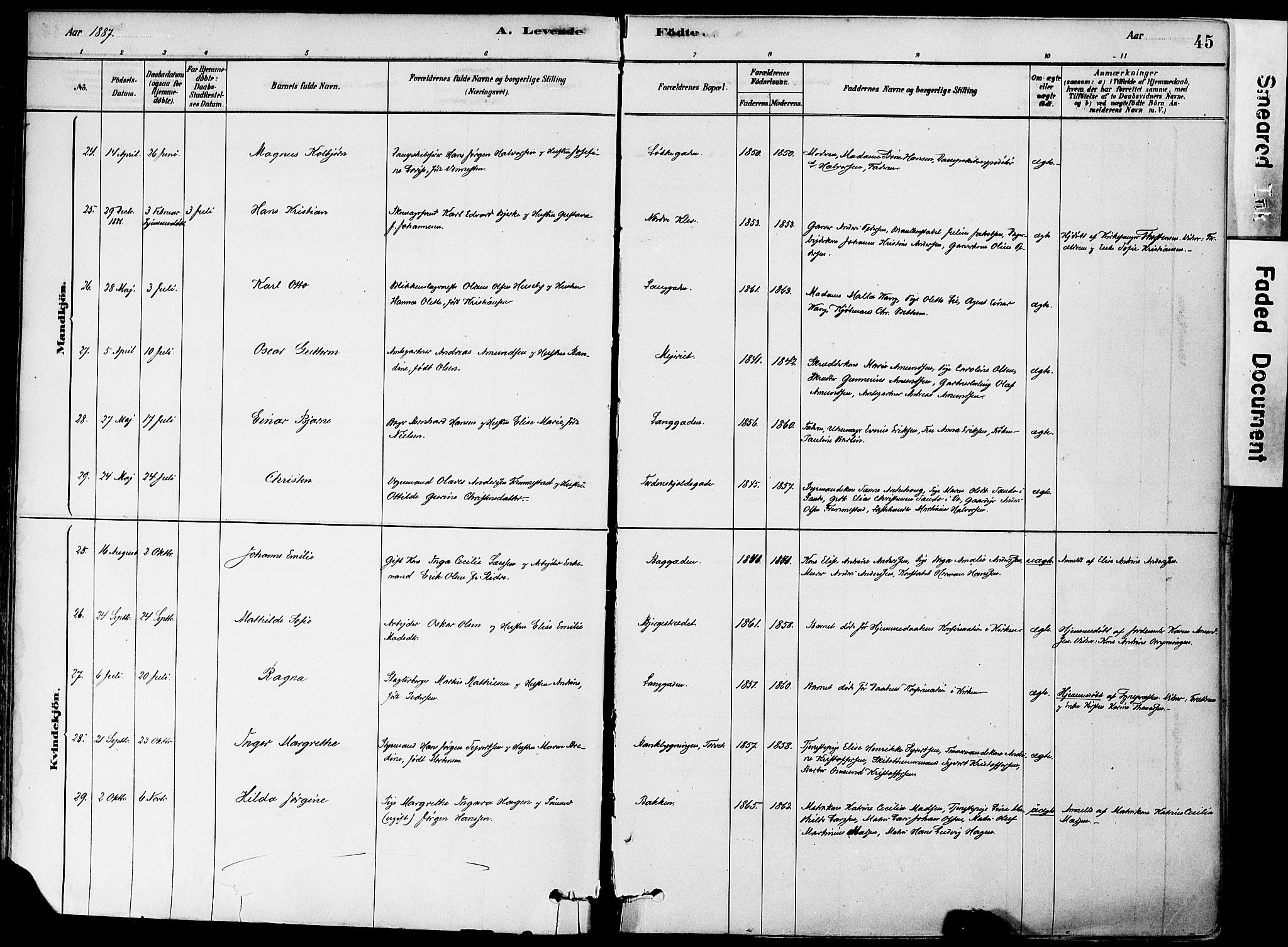 Holmestrand kirkebøker, AV/SAKO-A-346/F/Fa/L0004: Parish register (official) no. 4, 1880-1901, p. 45