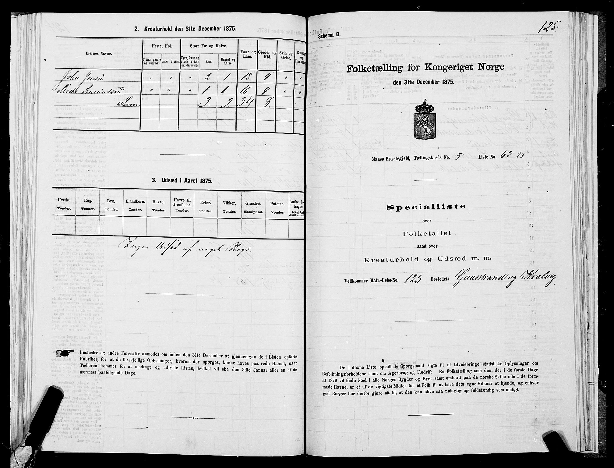 SATØ, 1875 census for 2018P Måsøy, 1875, p. 1125