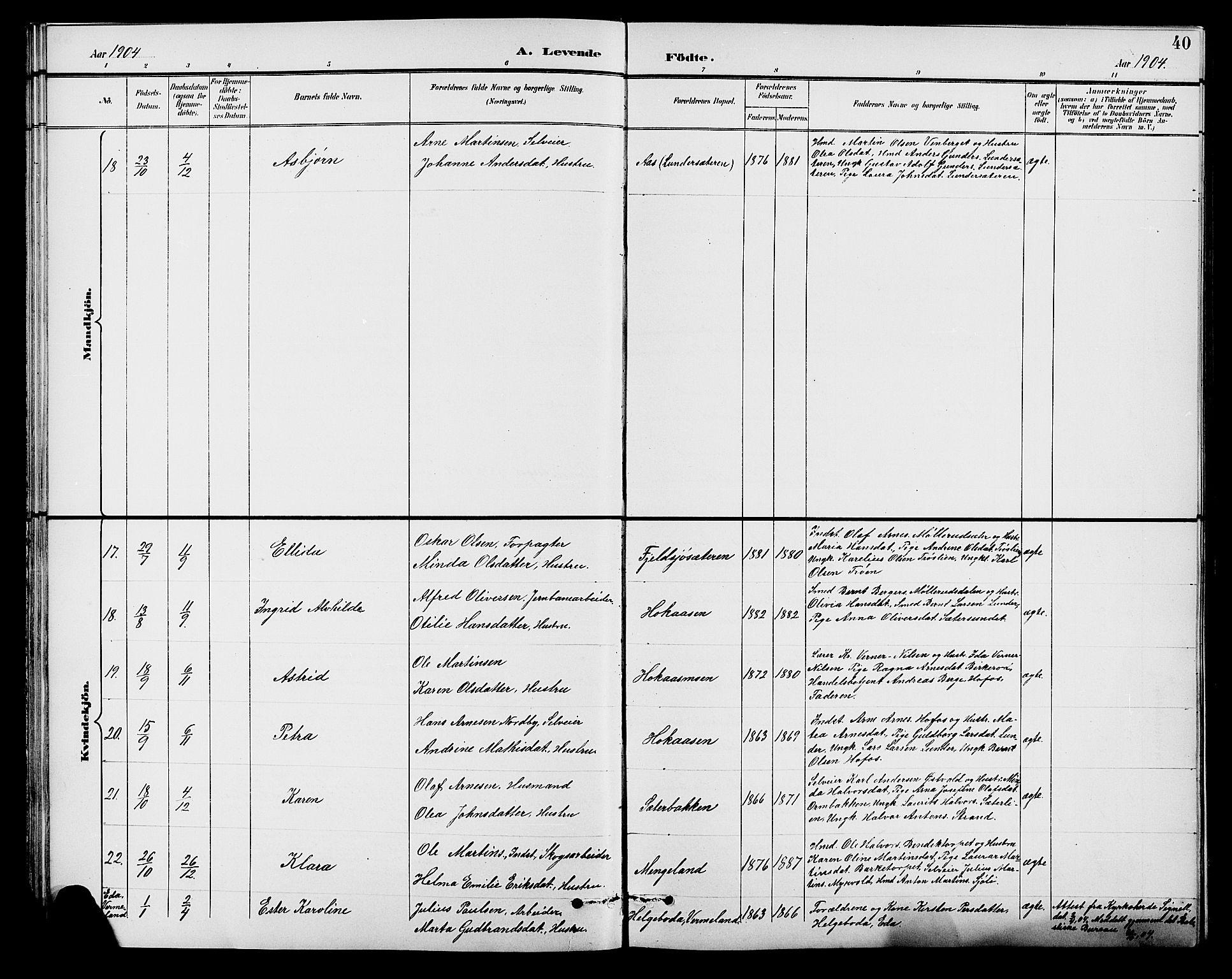 Brandval prestekontor, SAH/PREST-034/H/Ha/Hab/L0001: Parish register (copy) no. 1, 1895-1910, p. 40