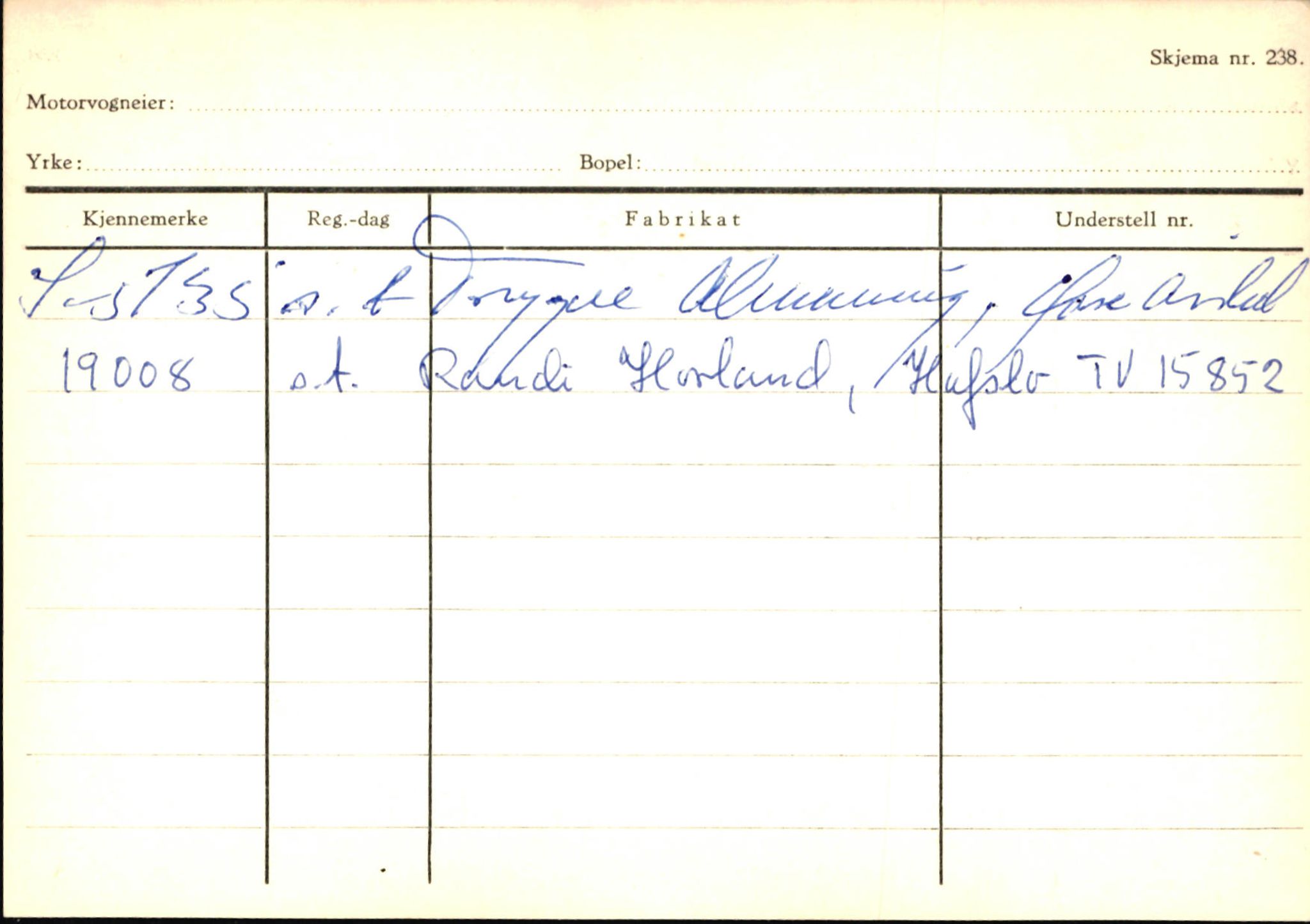 Statens vegvesen, Sogn og Fjordane vegkontor, SAB/A-5301/4/F/L0146: Registerkort Årdal R-Å samt diverse kort, 1945-1975, p. 1532