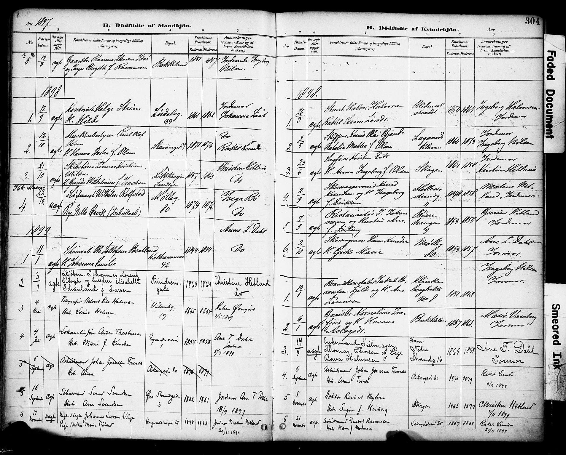 Domkirken sokneprestkontor, SAST/A-101812/001/30/30BA/L0030: Parish register (official) no. A 29, 1889-1902, p. 304