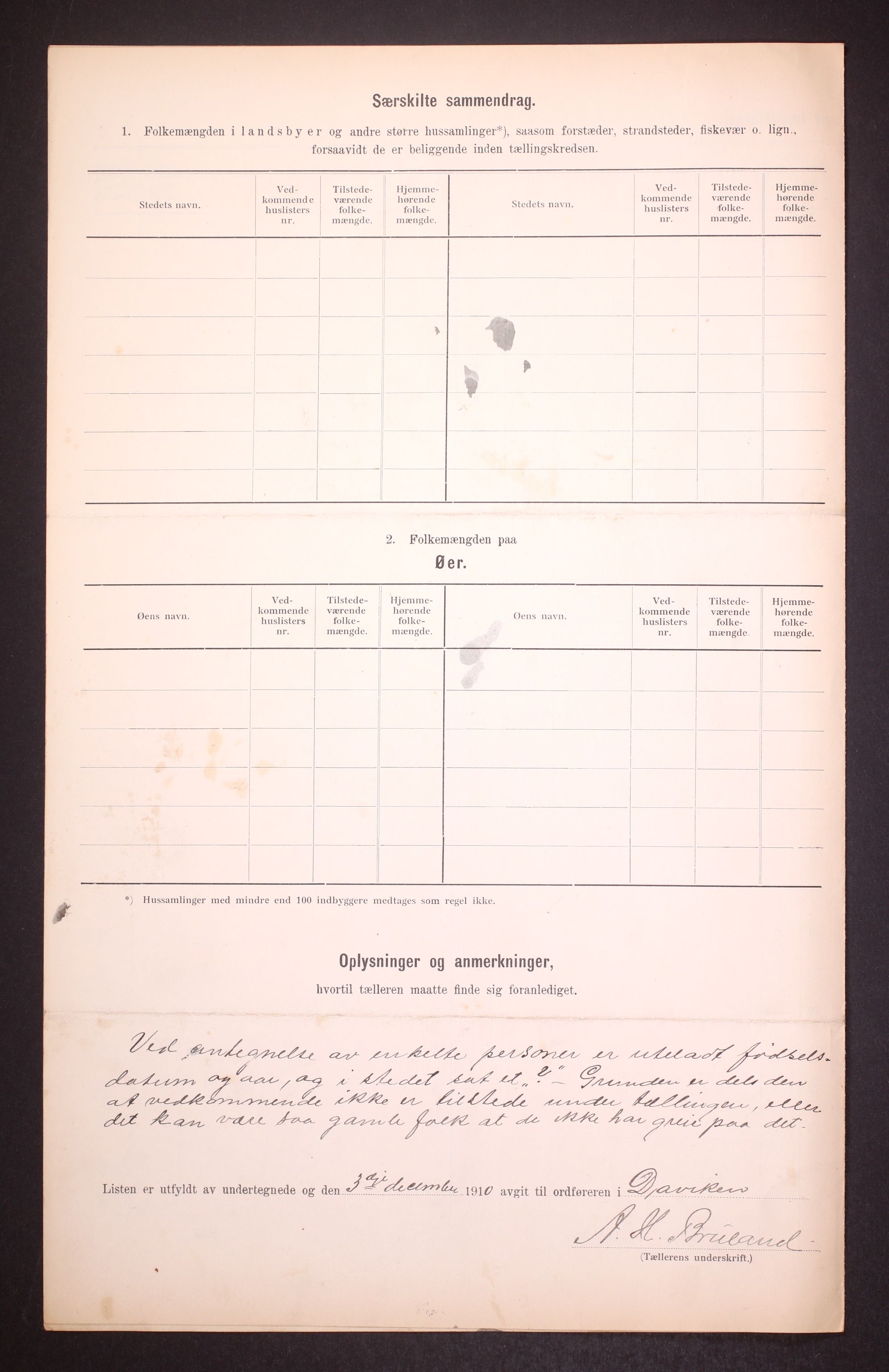 RA, 1910 census for Davik, 1910, p. 7