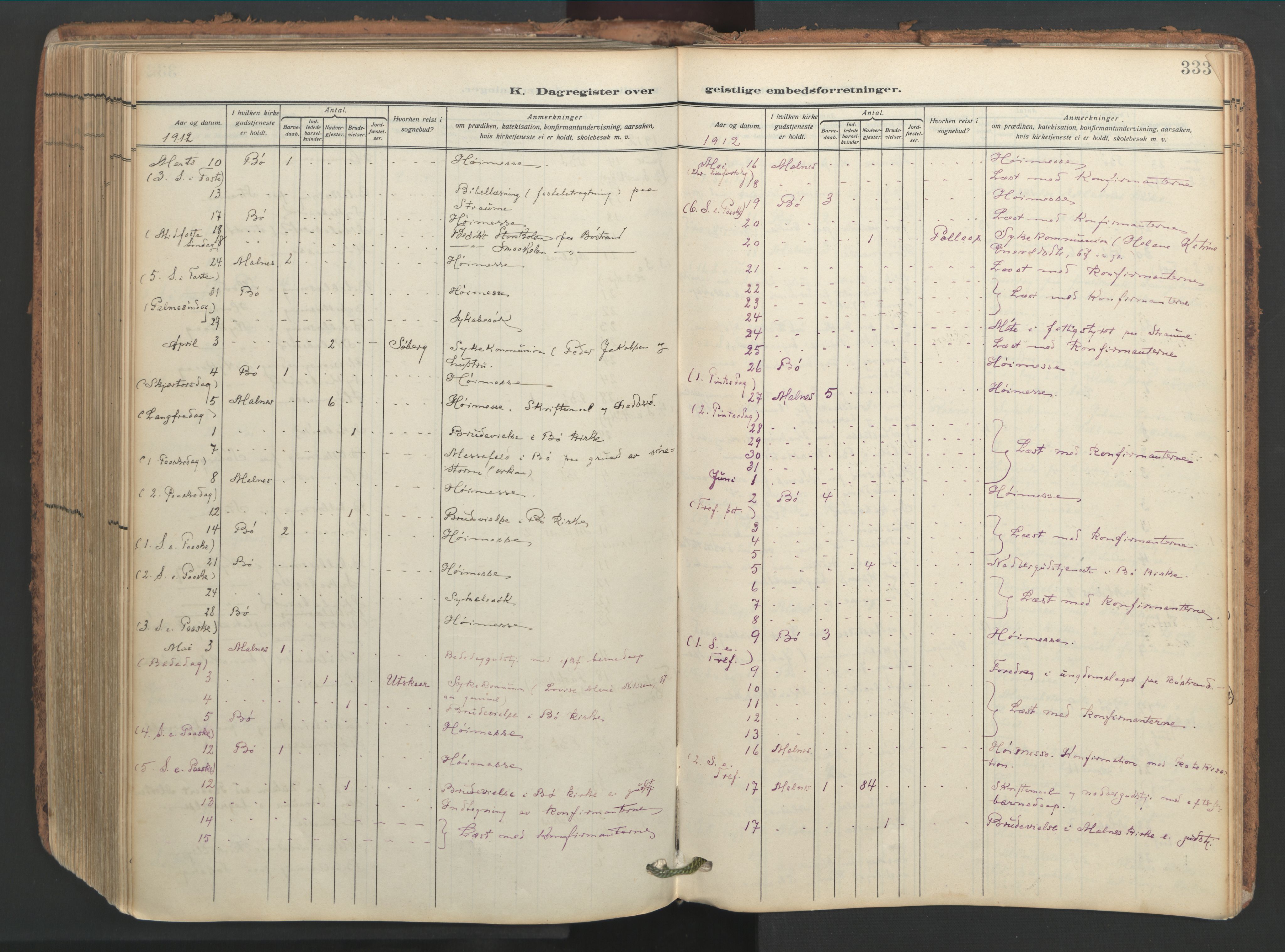 Ministerialprotokoller, klokkerbøker og fødselsregistre - Nordland, SAT/A-1459/891/L1306: Parish register (official) no. 891A11, 1911-1927, p. 333