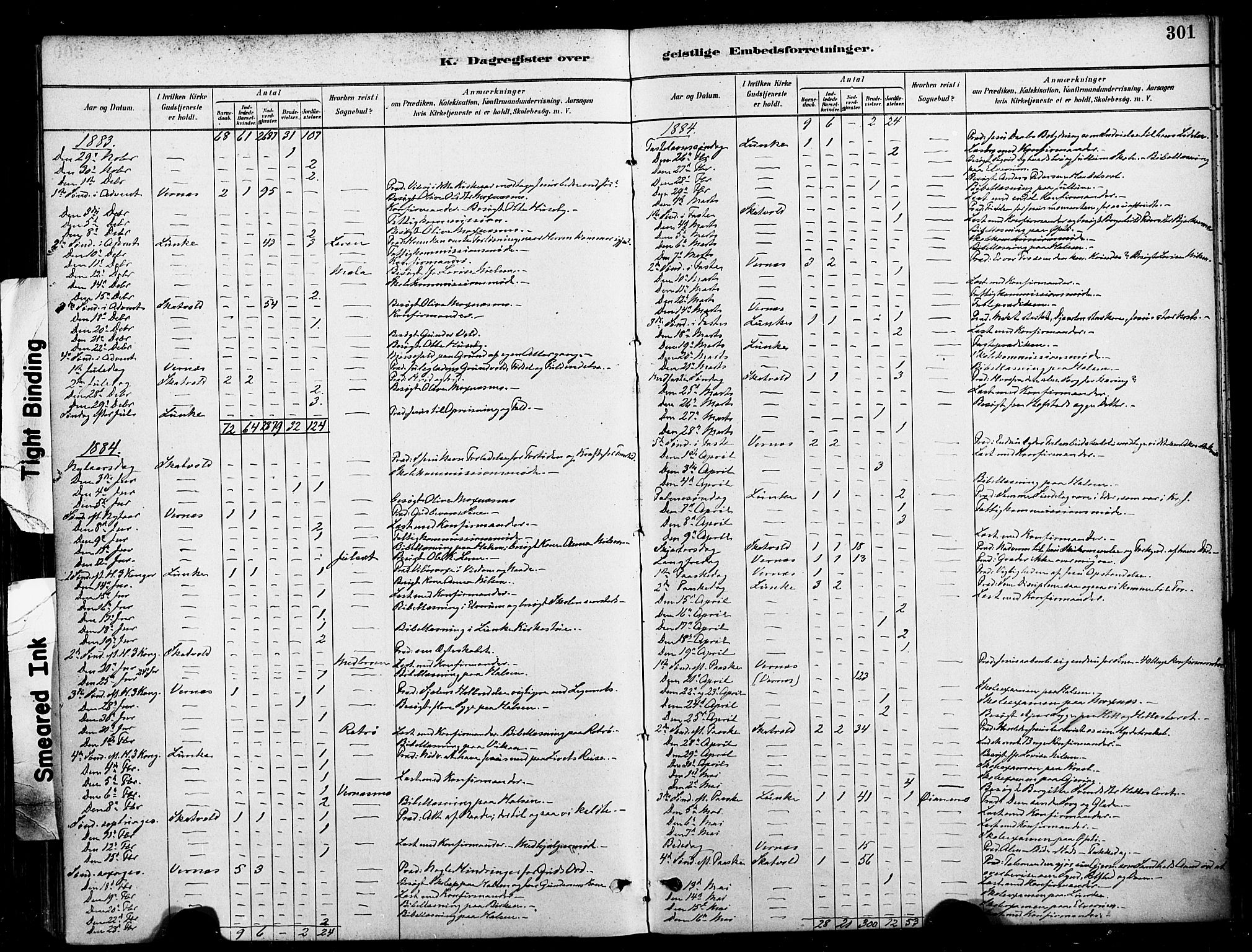Ministerialprotokoller, klokkerbøker og fødselsregistre - Nord-Trøndelag, SAT/A-1458/709/L0077: Parish register (official) no. 709A17, 1880-1895, p. 301
