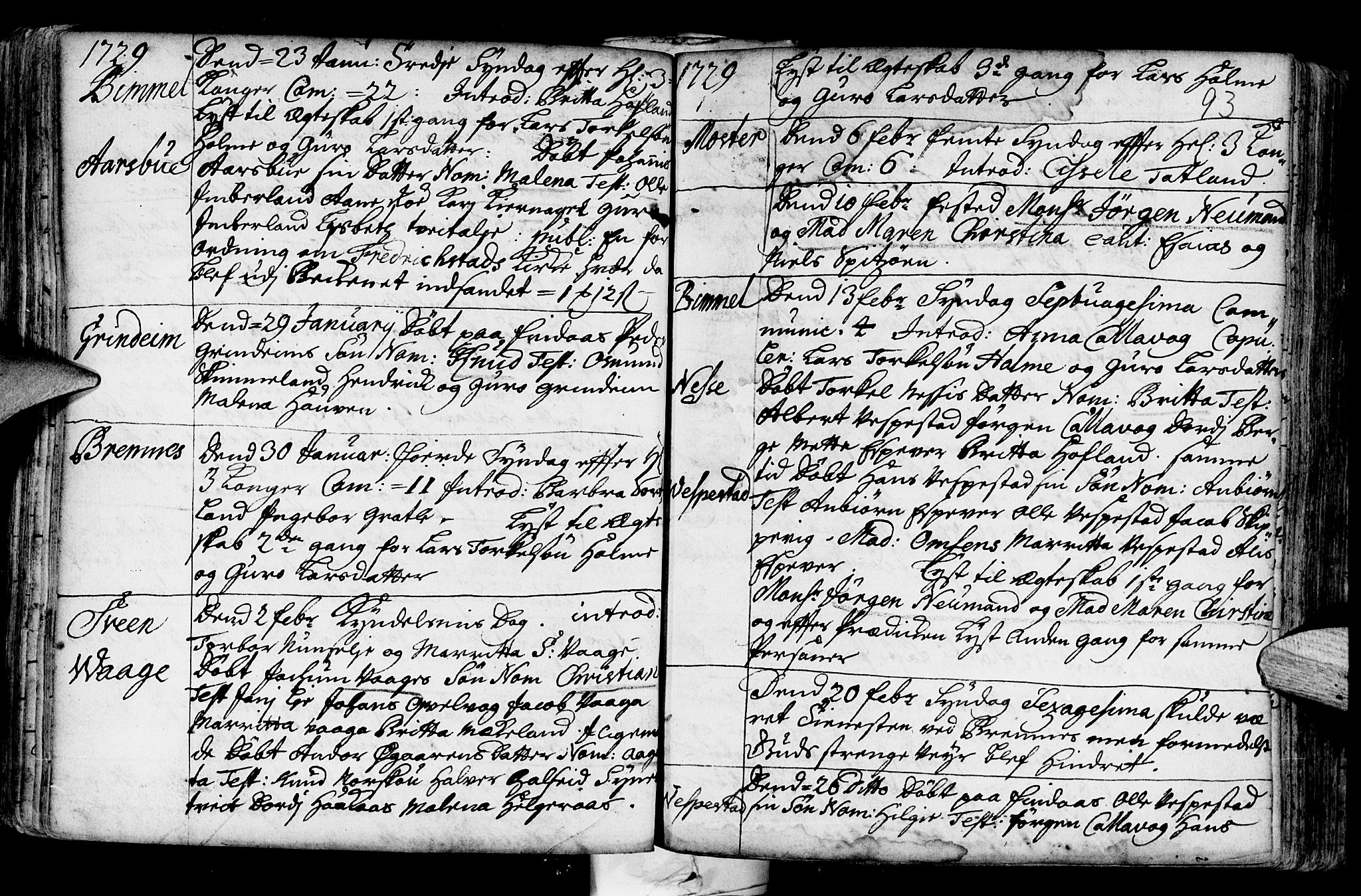 Finnås sokneprestembete, AV/SAB-A-99925/H/Ha/Haa/Haaa/L0001: Parish register (official) no. A 1, 1718-1744, p. 93