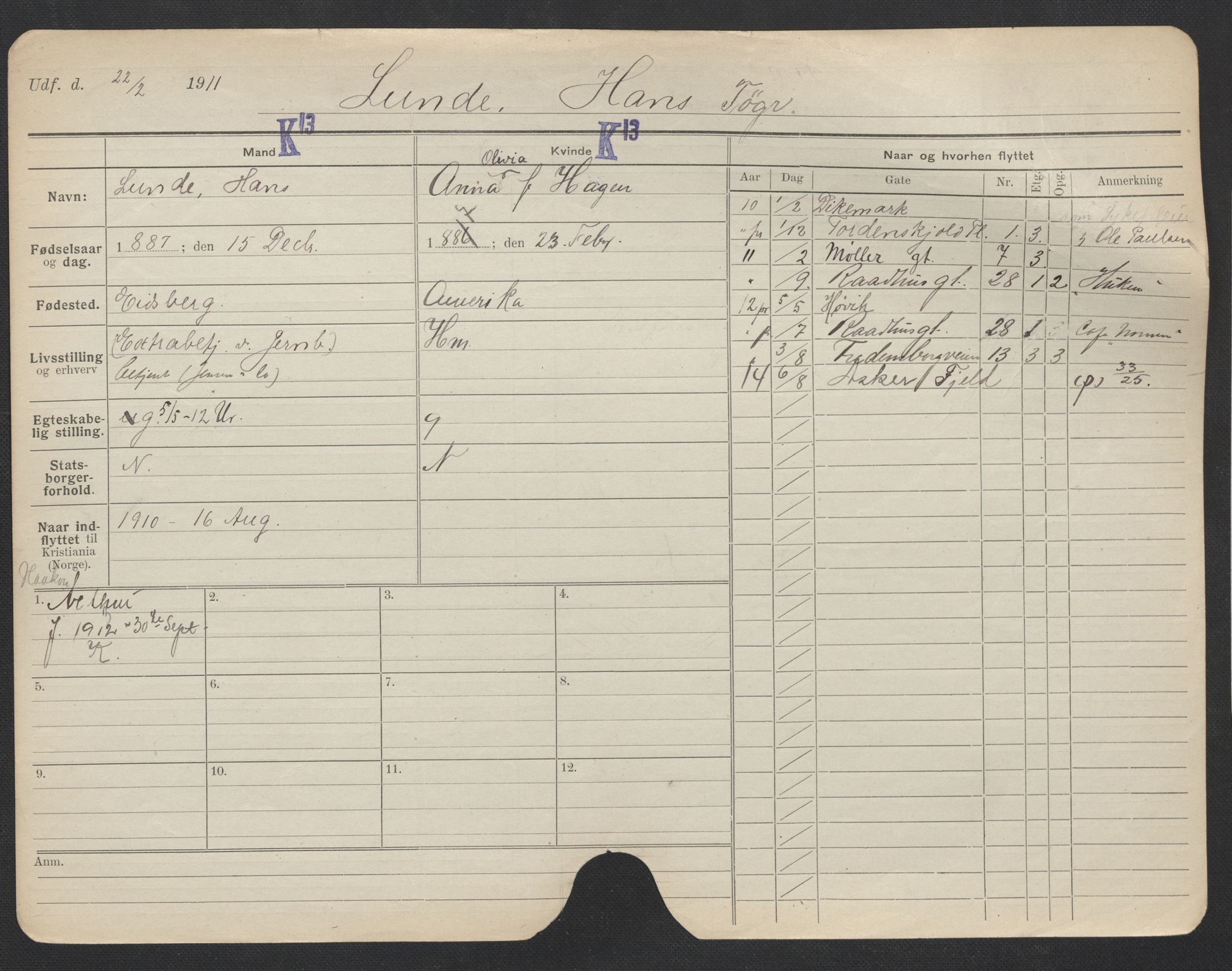 Oslo folkeregister, Registerkort, AV/SAO-A-11715/F/Fa/Fac/L0007: Menn, 1906-1914, p. 300a