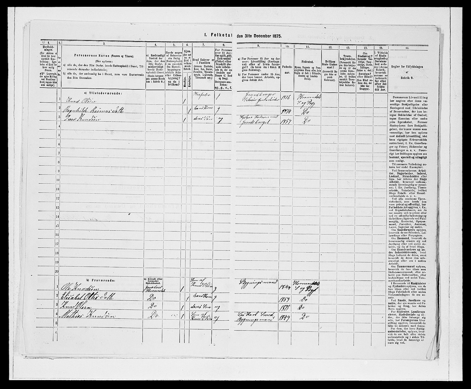 SAB, 1875 Census for 1444P Hornindal, 1875, p. 284