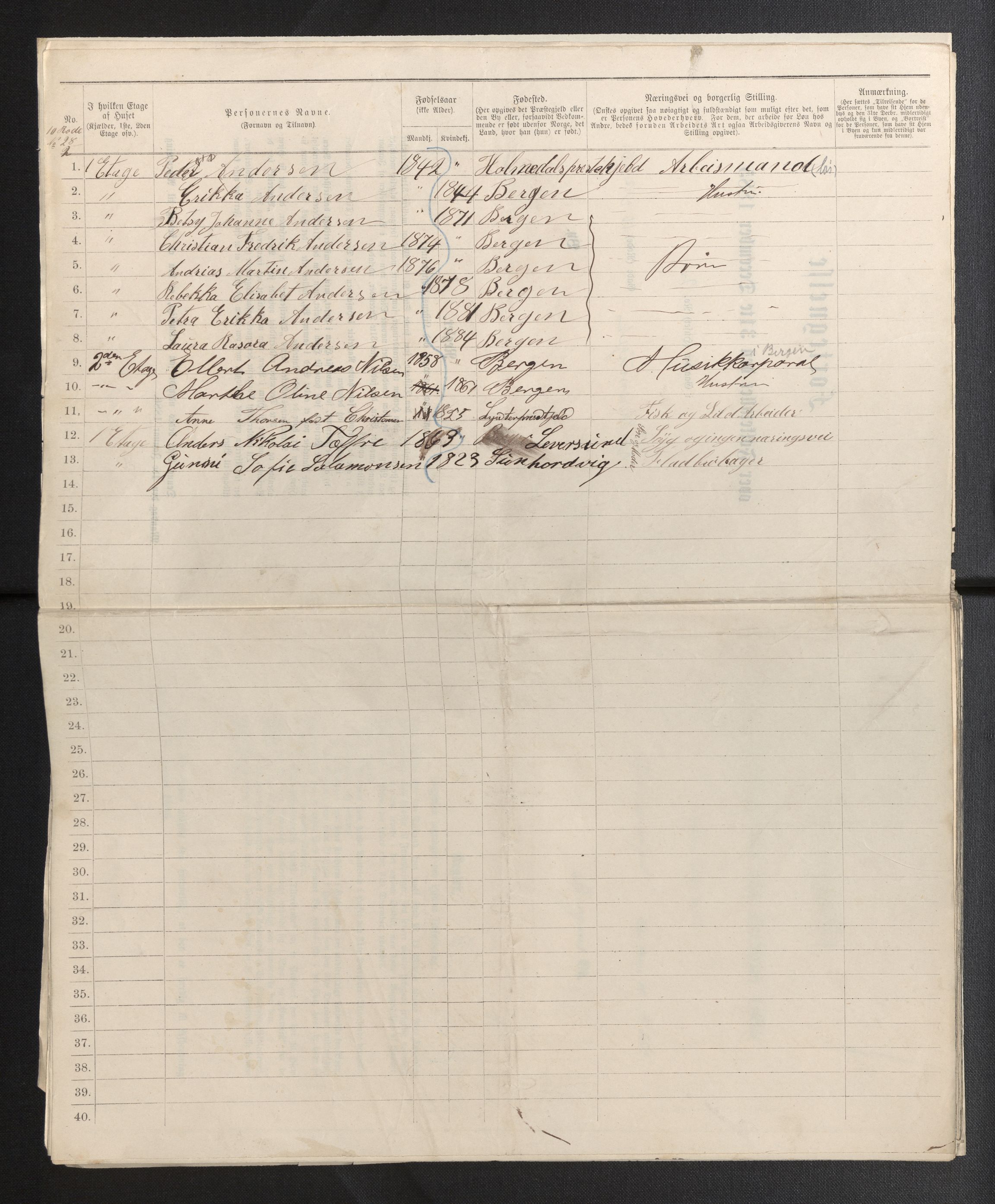 SAB, 1885 census for 1301 Bergen, 1885, p. 2552