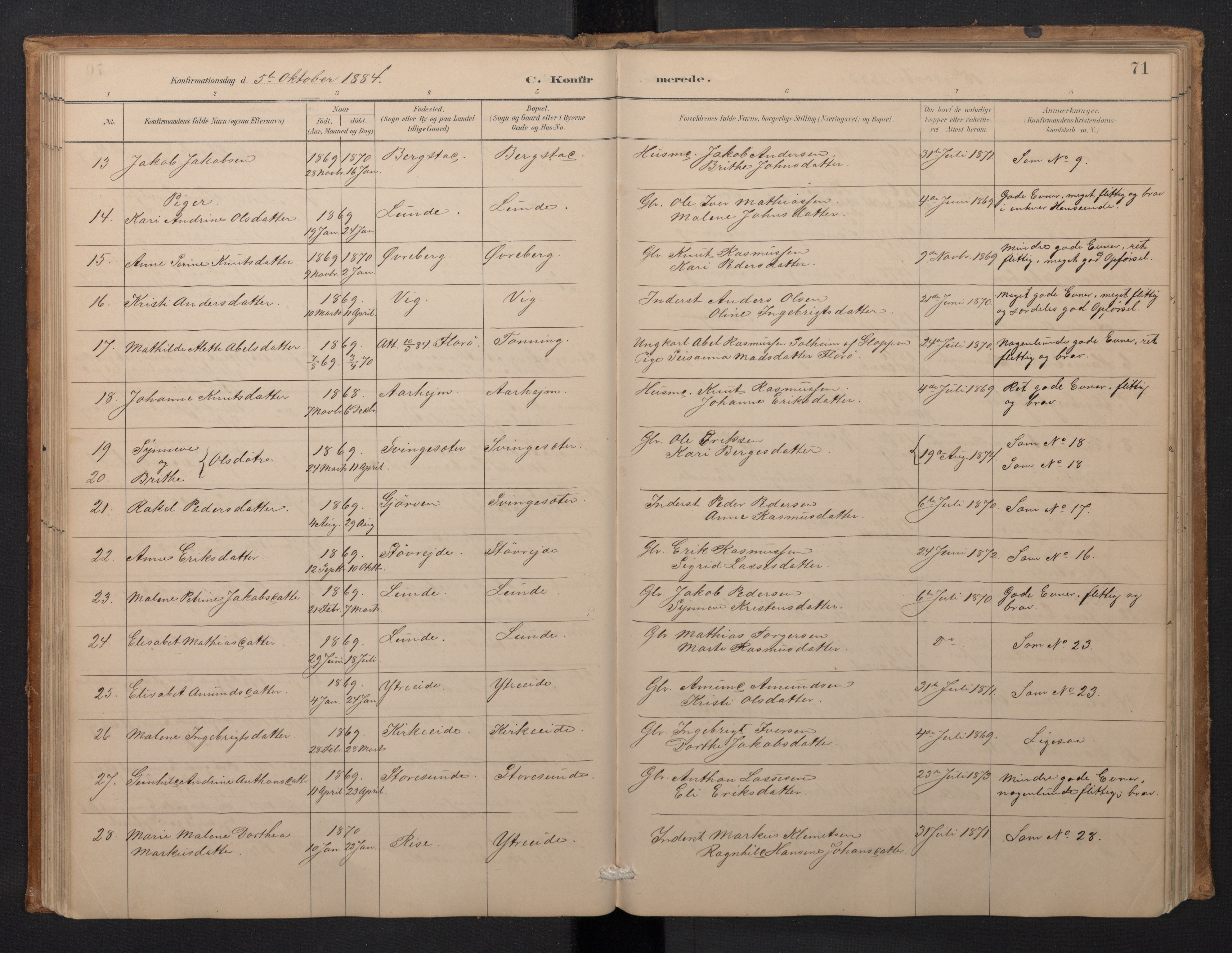 Stryn Sokneprestembete, AV/SAB-A-82501: Parish register (copy) no. A 2, 1883-1905, p. 70b-71a
