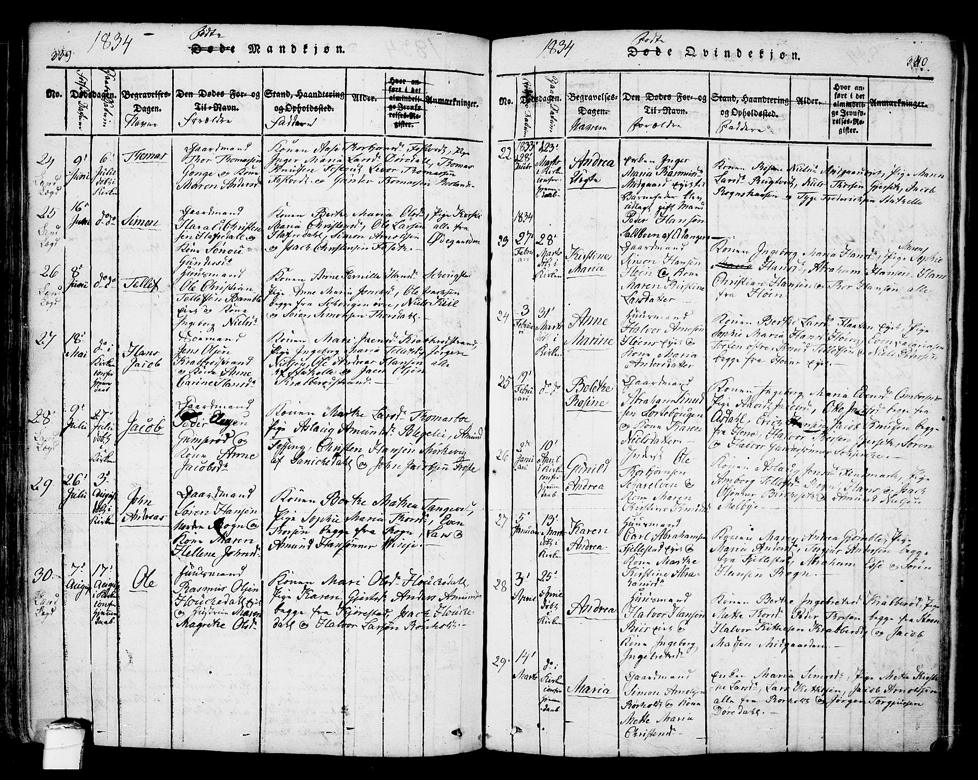 Bamble kirkebøker, AV/SAKO-A-253/F/Fa/L0003: Parish register (official) no. I 3 /1, 1814-1834, p. 339-340