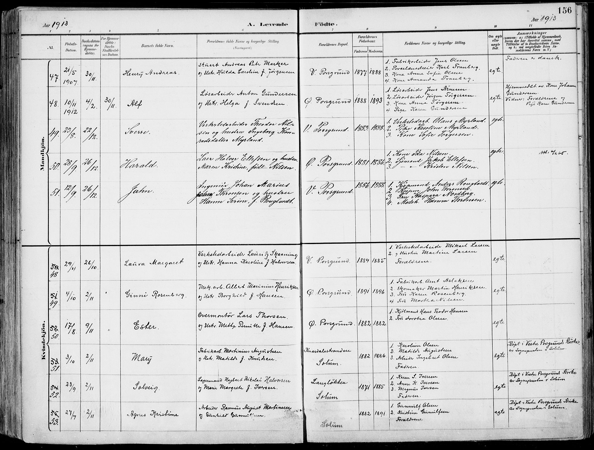 Porsgrunn kirkebøker , AV/SAKO-A-104/F/Fa/L0010: Parish register (official) no. 10, 1895-1919, p. 156