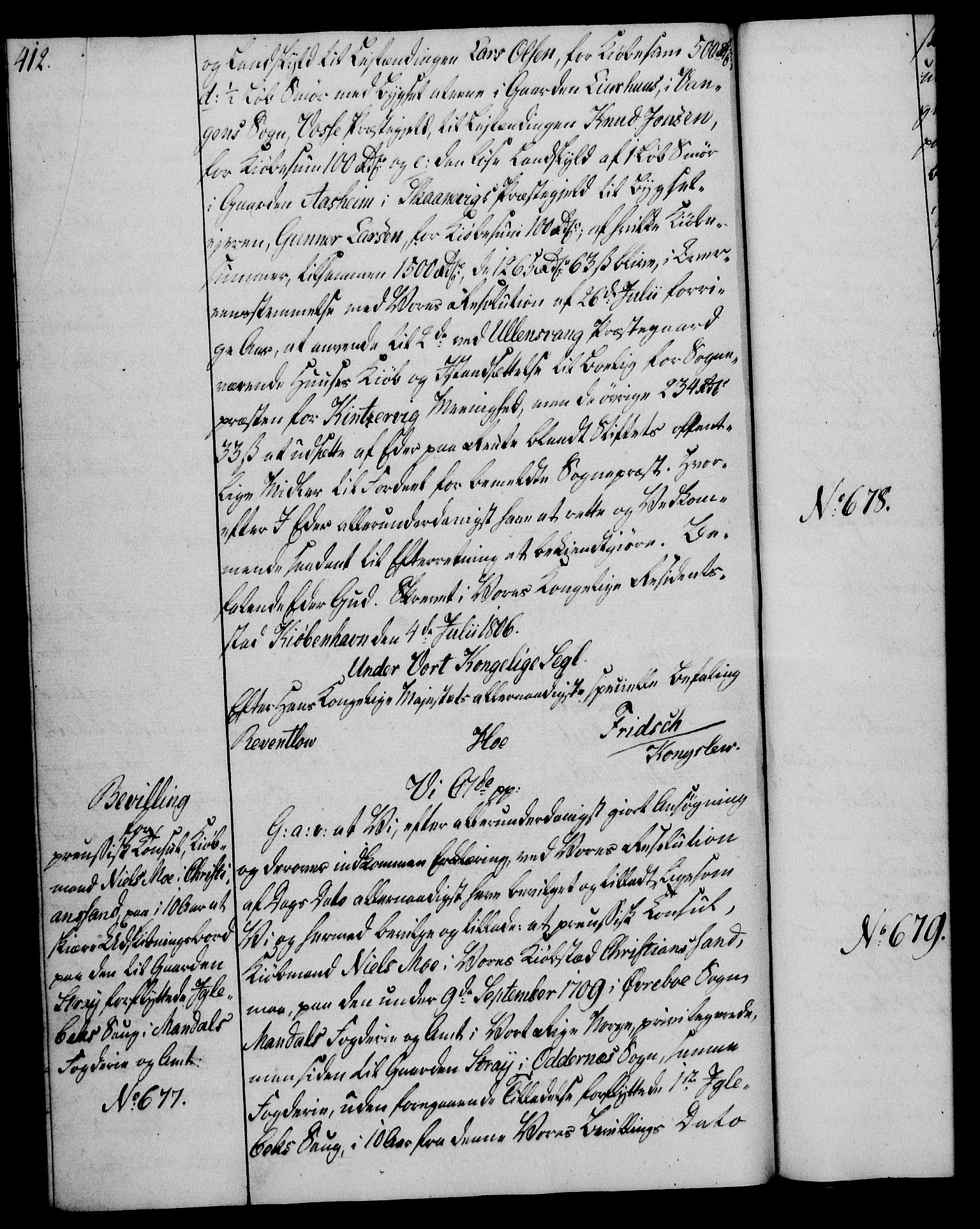 Rentekammeret, Kammerkanselliet, RA/EA-3111/G/Gg/Gga/L0018: Norsk ekspedisjonsprotokoll med register (merket RK 53.18), 1804-1806, p. 412