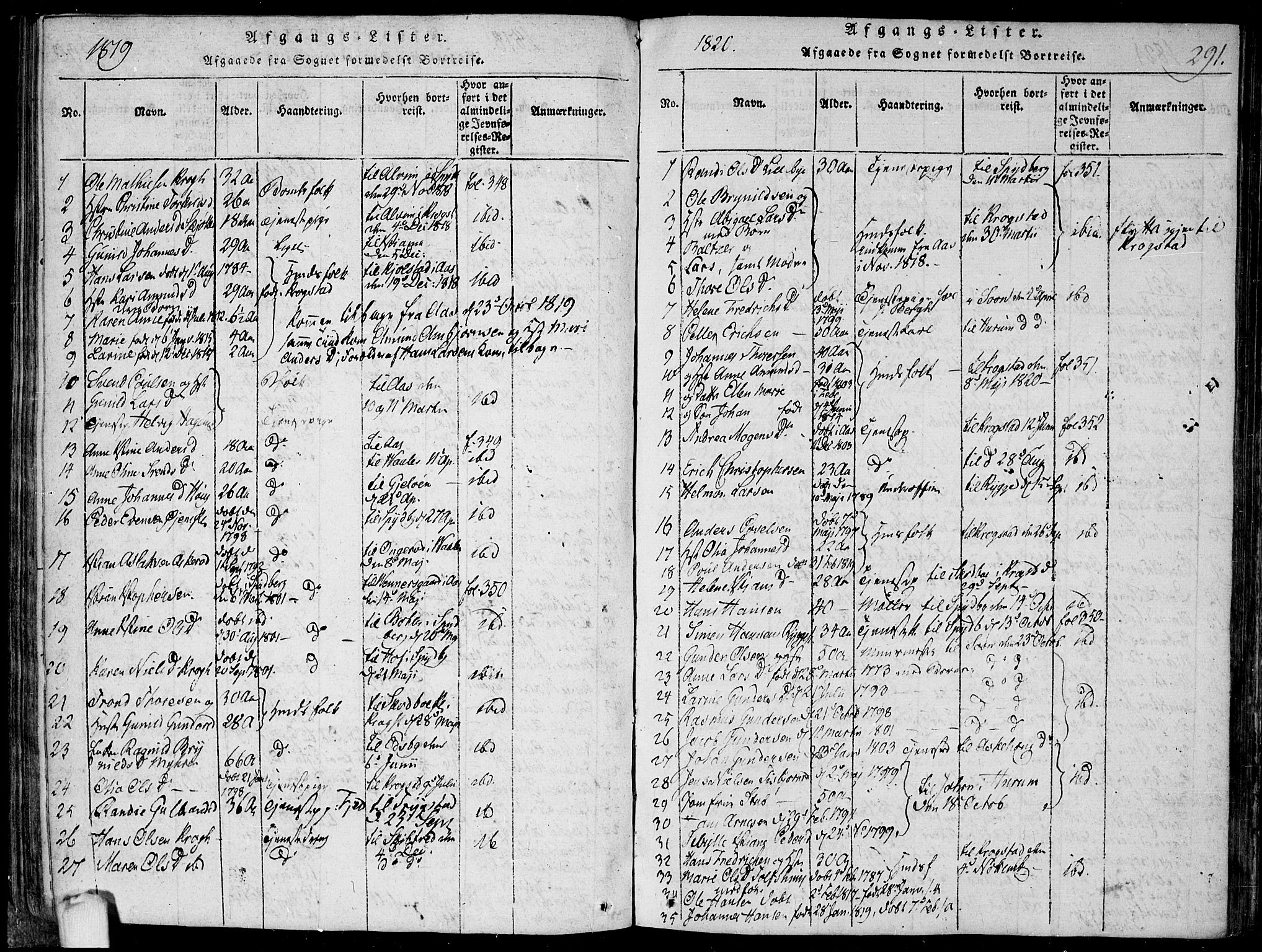 Hobøl prestekontor Kirkebøker, SAO/A-2002/F/Fa/L0002: Parish register (official) no. I 2, 1814-1841, p. 291