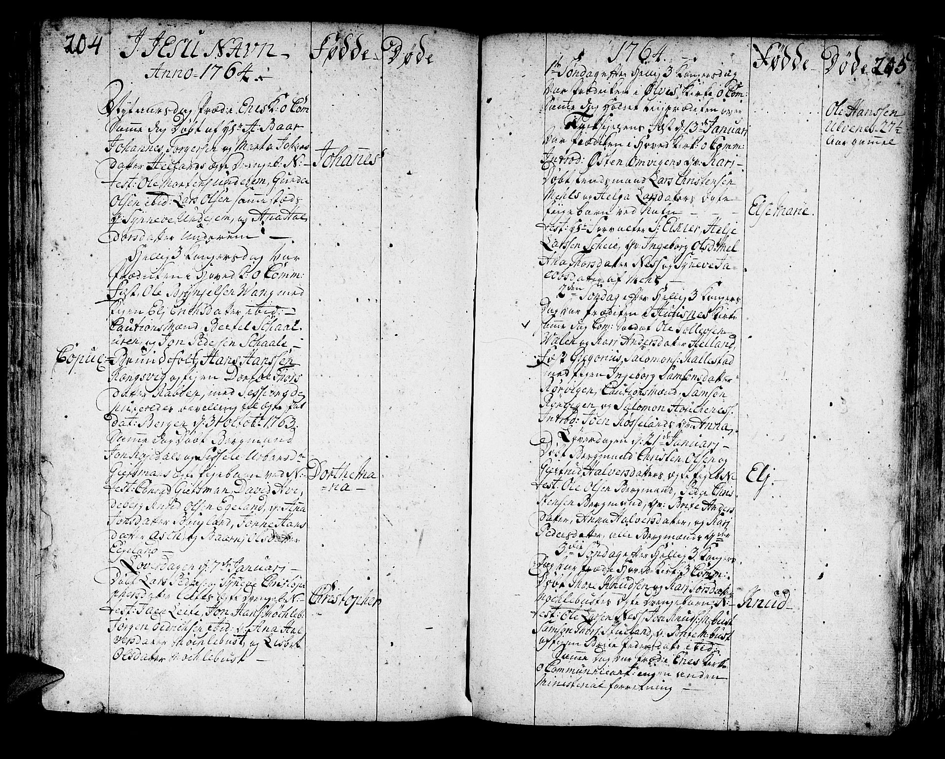 Kvinnherad sokneprestembete, SAB/A-76401/H/Haa: Parish register (official) no. A 3, 1754-1777, p. 204-205