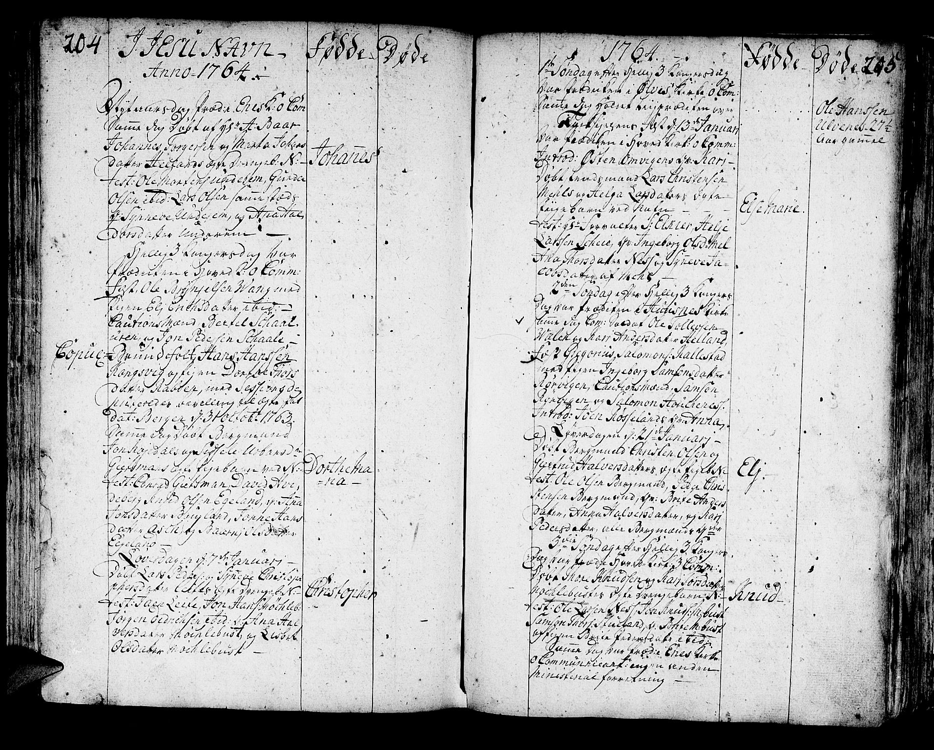 Kvinnherad sokneprestembete, AV/SAB-A-76401/H/Haa: Parish register (official) no. A 3, 1754-1777, p. 204-205