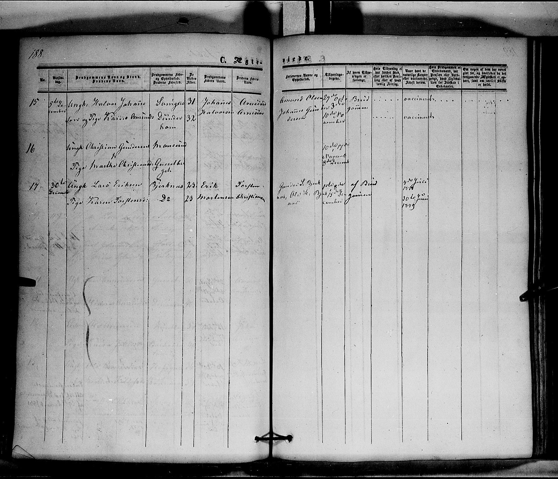 Hof prestekontor, AV/SAH-PREST-038/H/Ha/Haa/L0008: Parish register (official) no. 8, 1849-1861, p. 188