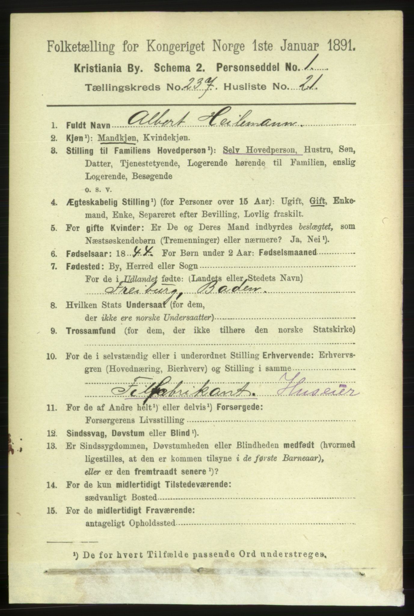 RA, 1891 census for 0301 Kristiania, 1891, p. 144597