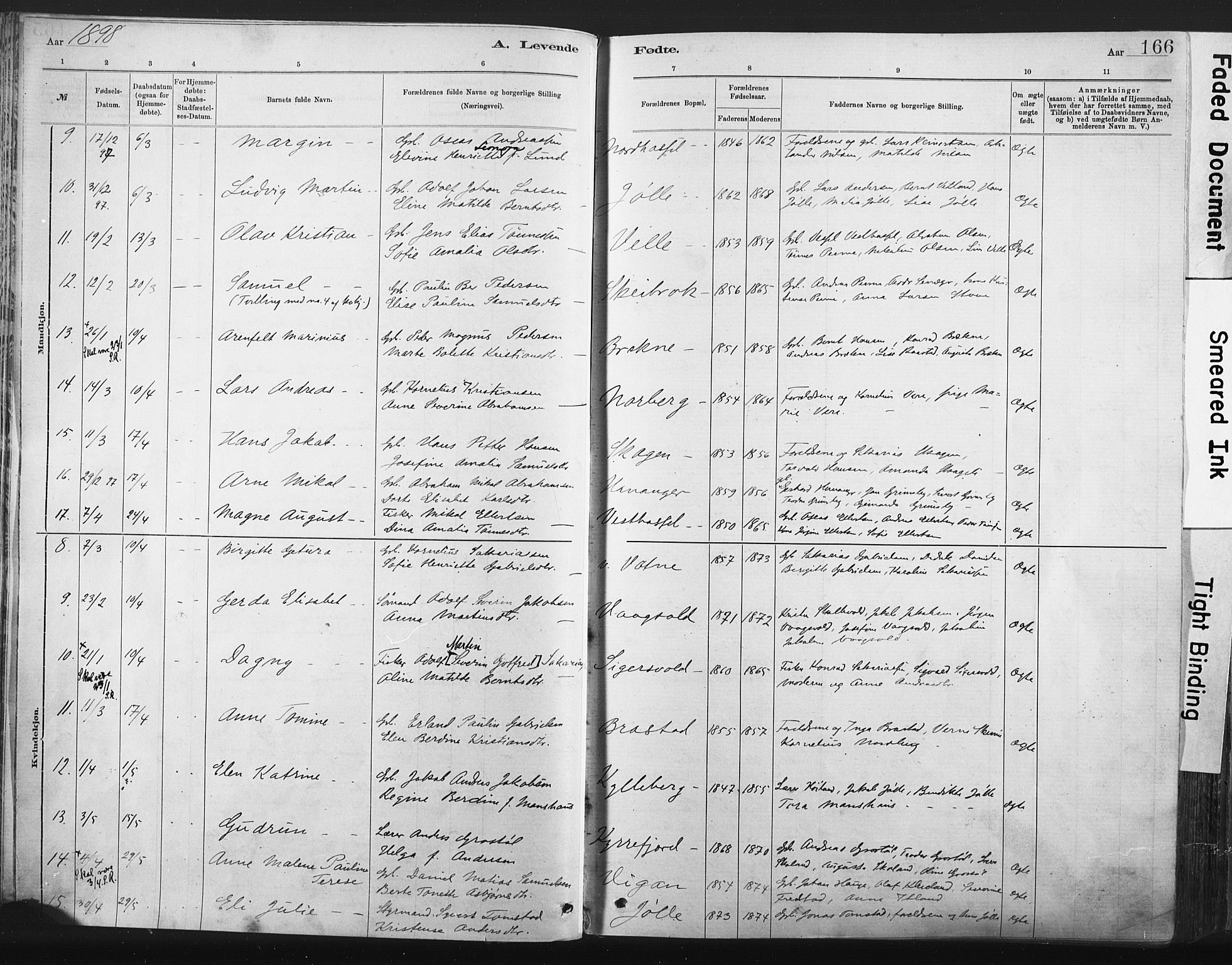 Lista sokneprestkontor, AV/SAK-1111-0027/F/Fa/L0012: Parish register (official) no. A 12, 1879-1903, p. 166