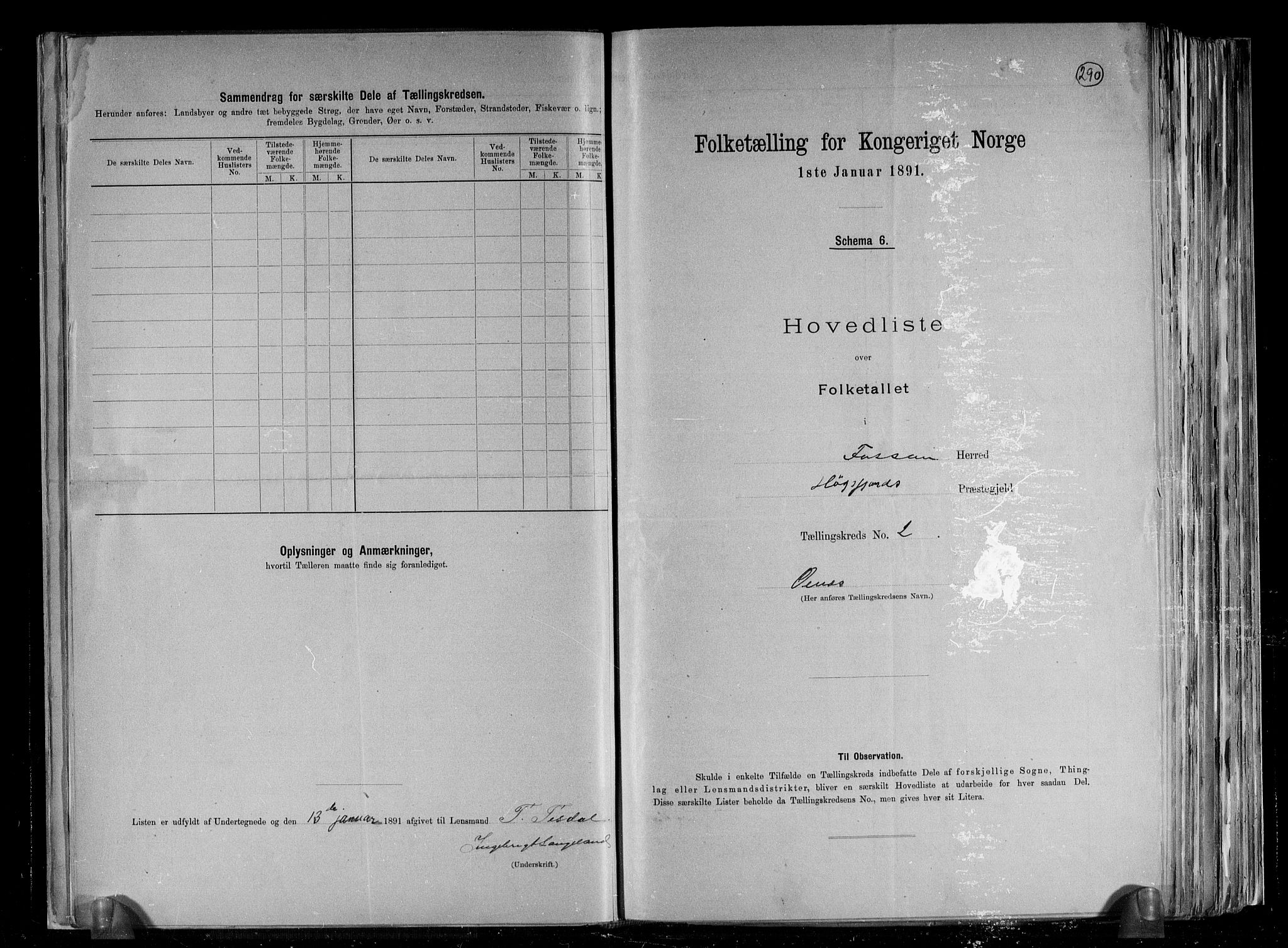 RA, 1891 census for 1129 Forsand, 1891, p. 6