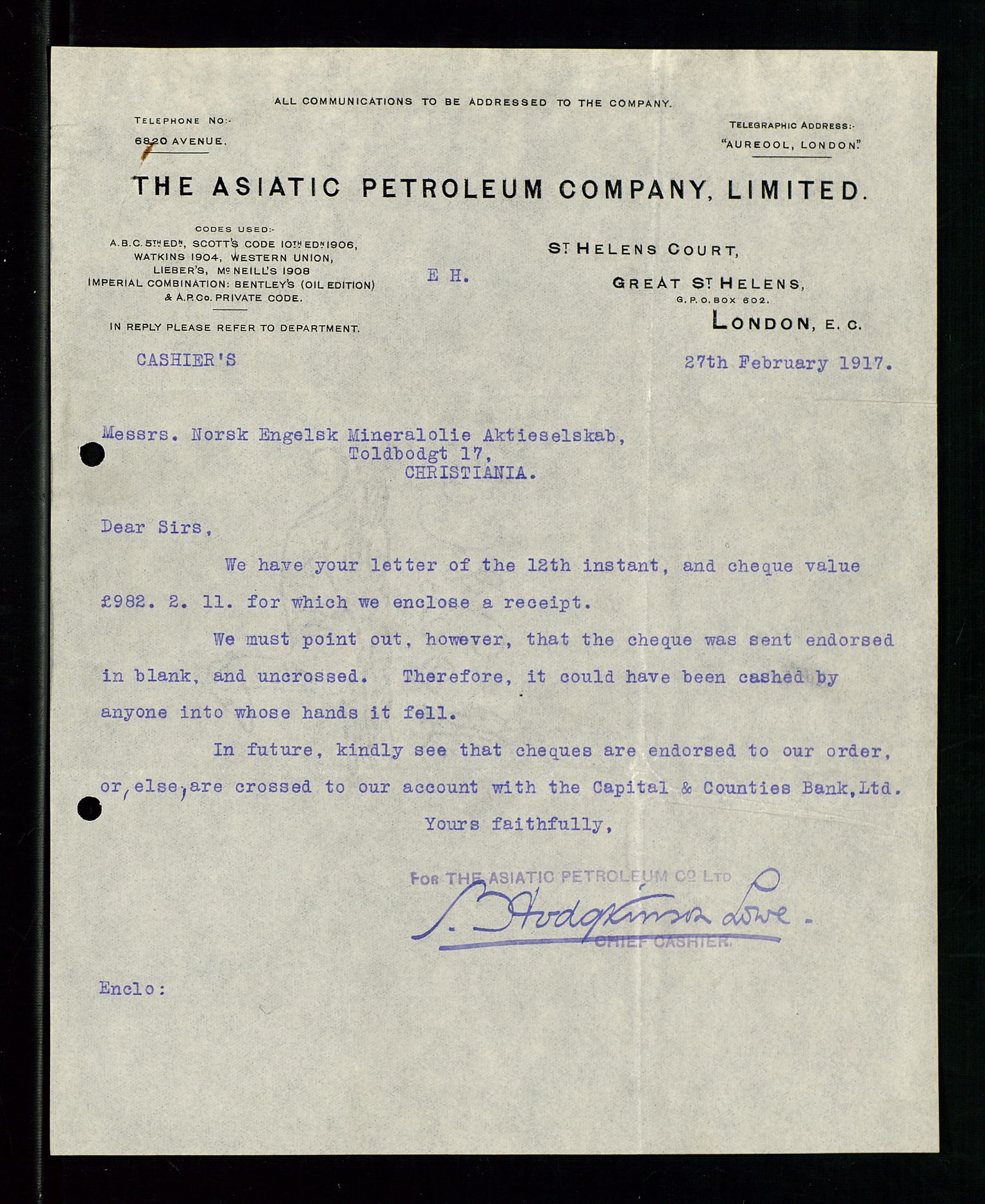 Pa 1521 - A/S Norske Shell, AV/SAST-A-101915/E/Ea/Eaa/L0001: Sjefskorrespondanse, 1917, p. 622