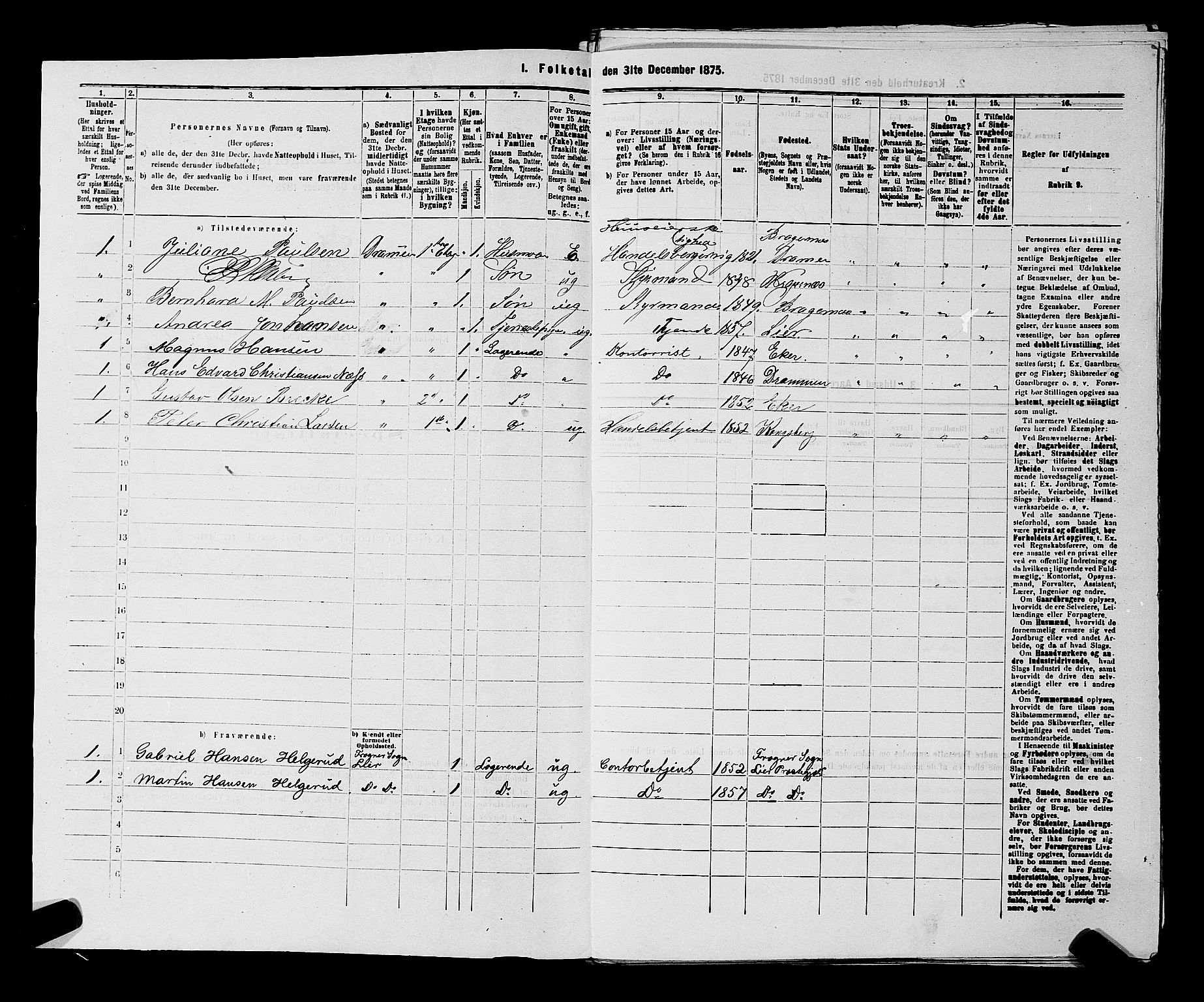 SAKO, 1875 census for 0602 Drammen, 1875, p. 1559