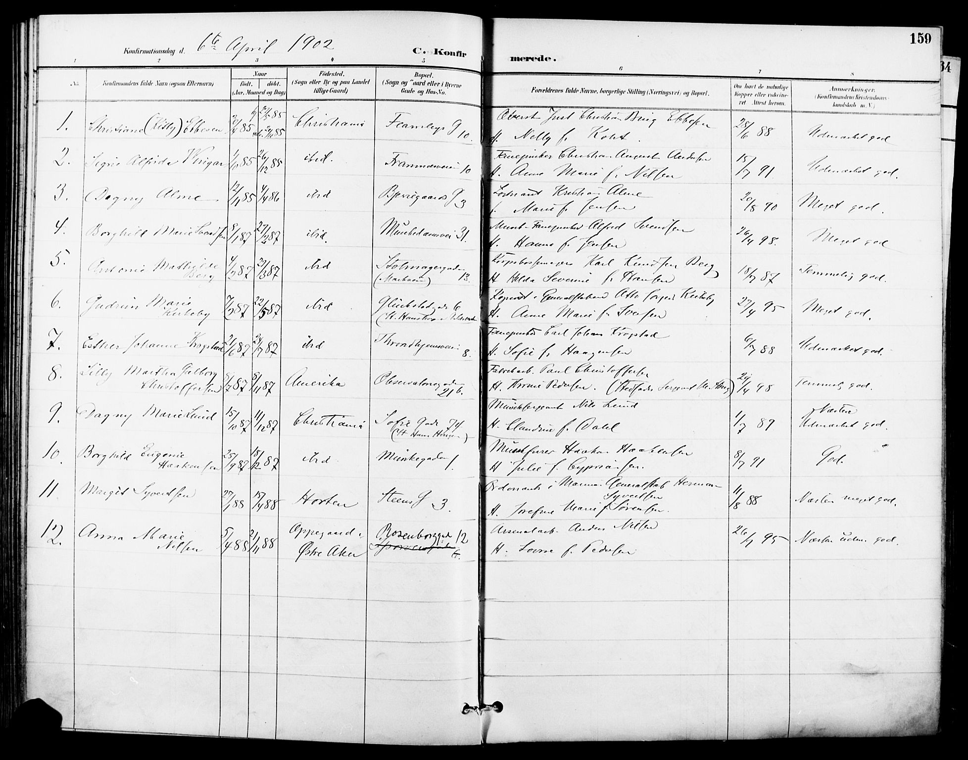 Garnisonsmenigheten Kirkebøker, SAO/A-10846/F/Fa/L0013: Parish register (official) no. 13, 1894-1904, p. 159