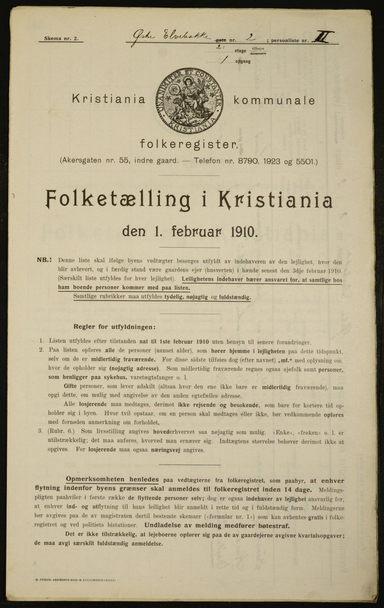 OBA, Municipal Census 1910 for Kristiania, 1910, p. 122685