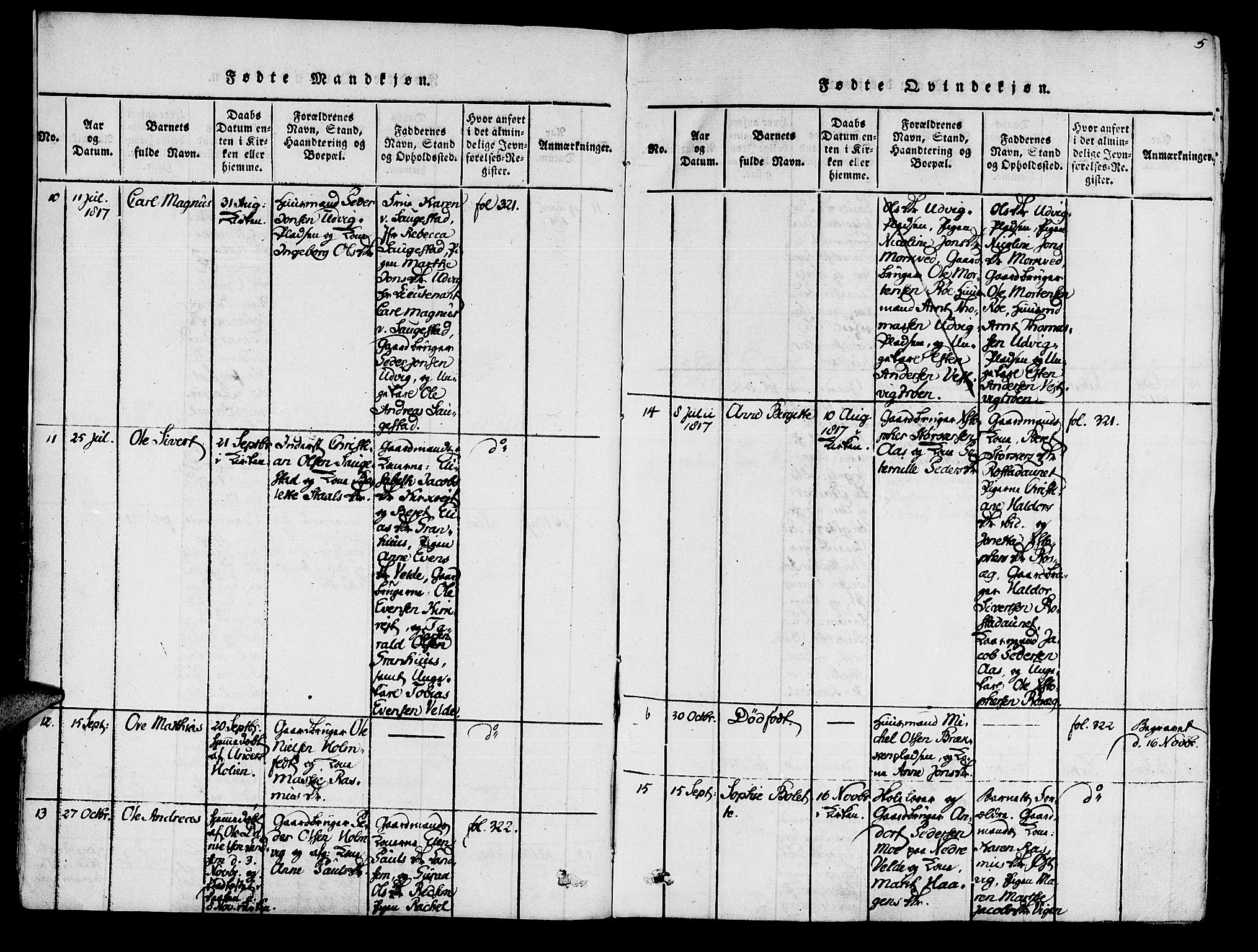 Ministerialprotokoller, klokkerbøker og fødselsregistre - Nord-Trøndelag, SAT/A-1458/741/L0387: Parish register (official) no. 741A03 /1, 1817-1822, p. 5