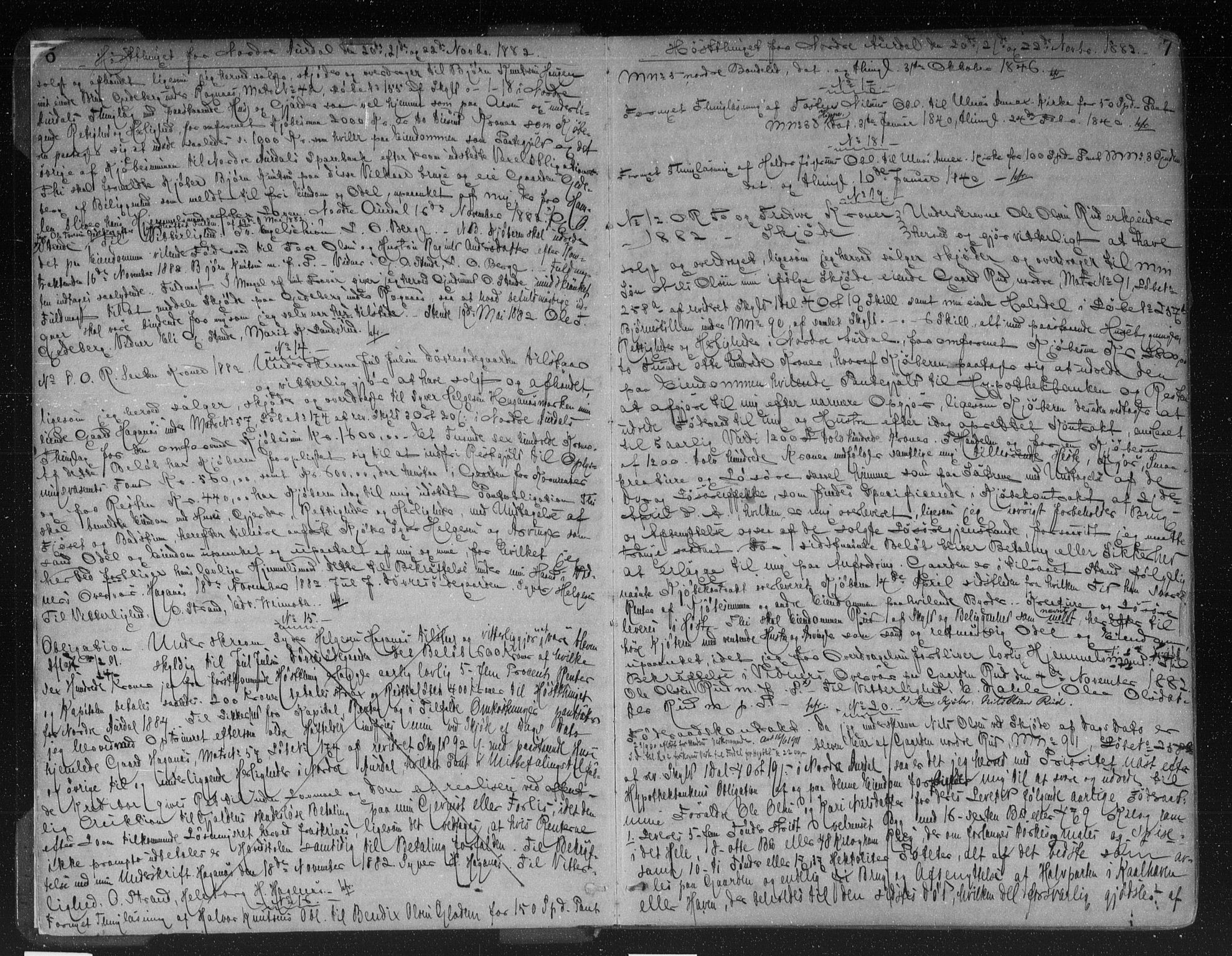 Valdres sorenskriveri, AV/SAH-TING-016/H/Hb/Hba/L0017: Mortgage book no. 17, 1882-1886, p. 6-7