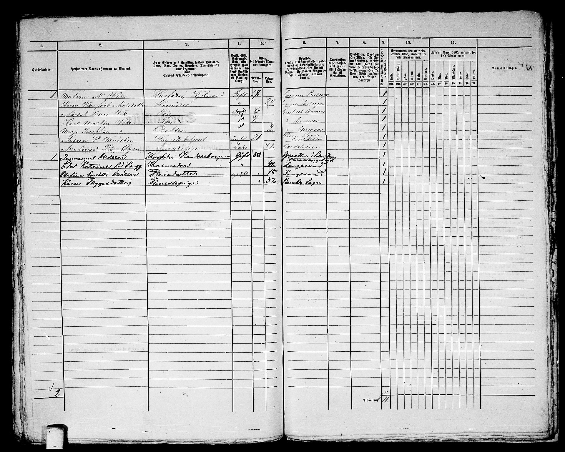 RA, 1865 census for Namsos/Namsos, 1865, p. 169