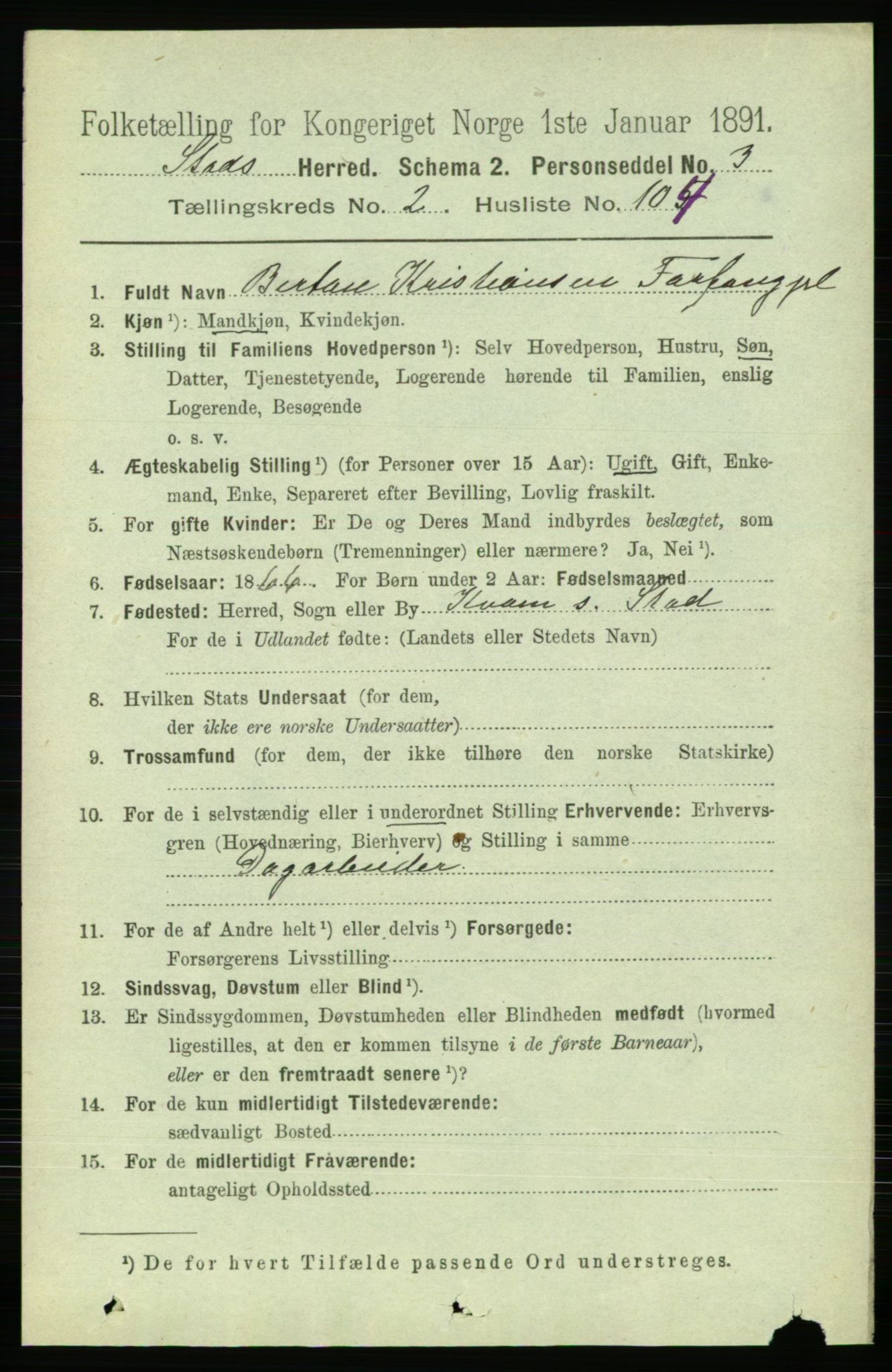 RA, 1891 census for 1734 Stod, 1891, p. 1255