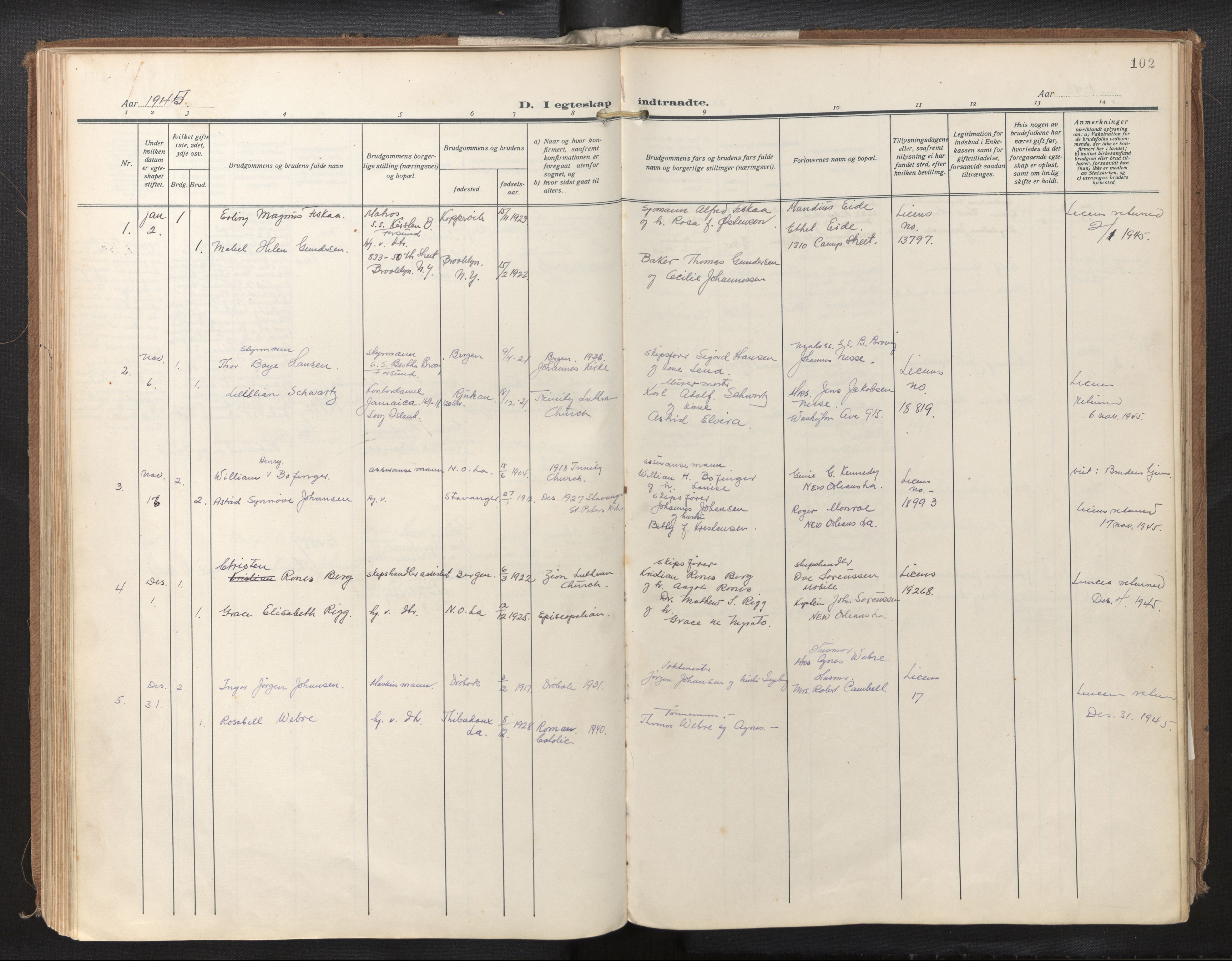 Den norske sjømannsmisjon i utlandet/New Orleans-Mobile-Gulfhavnene, AV/SAB-SAB/PA-0115/H/Ha/L0001: Parish register (official) no. A 1, 1927-1978, p. 101b-102a