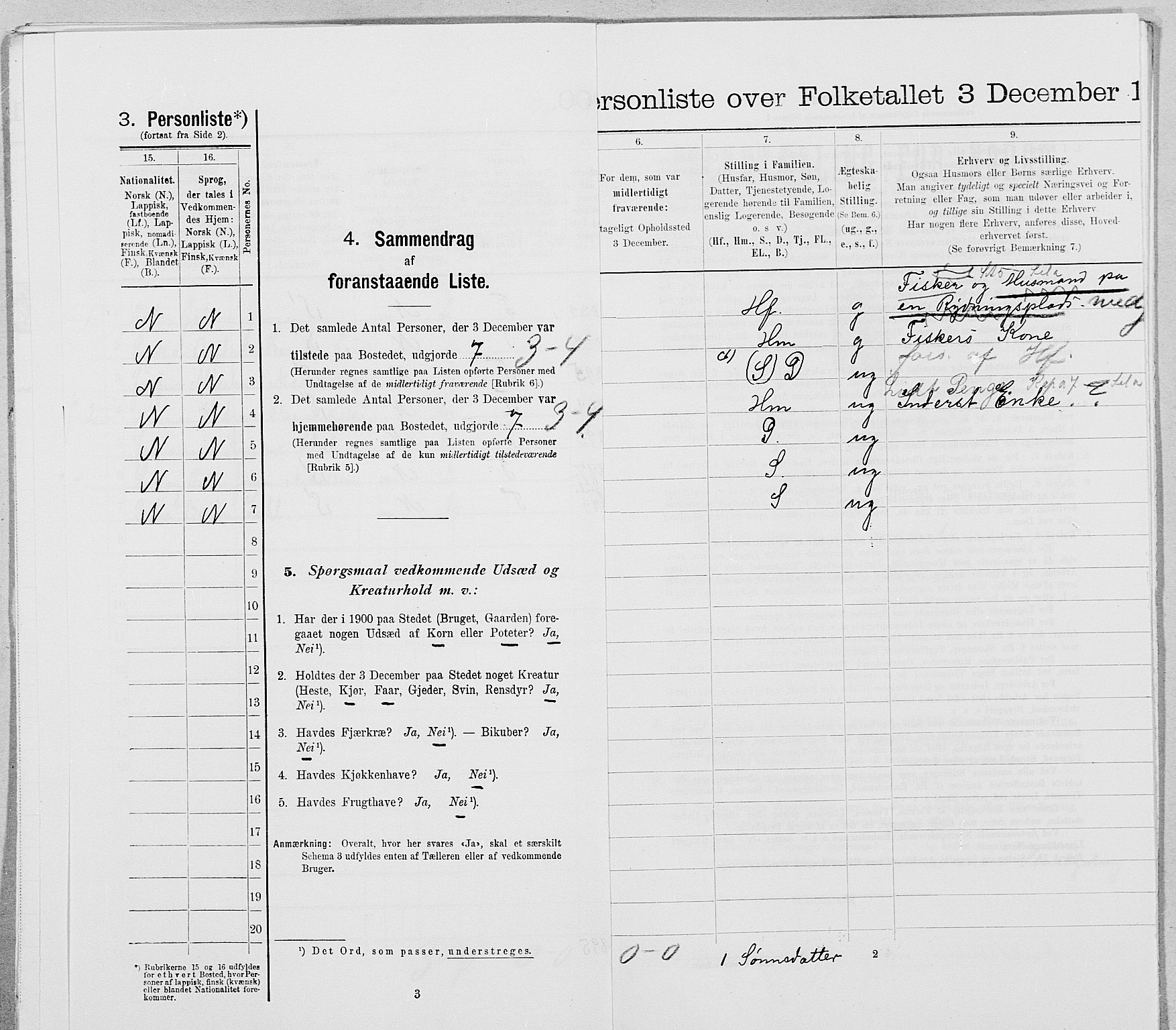 SAT, 1900 census for Lurøy, 1900, p. 187