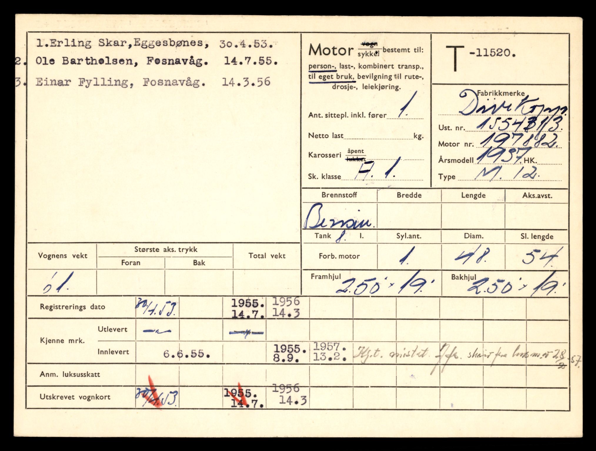 Møre og Romsdal vegkontor - Ålesund trafikkstasjon, AV/SAT-A-4099/F/Fe/L0029: Registreringskort for kjøretøy T 11430 - T 11619, 1927-1998, p. 1658