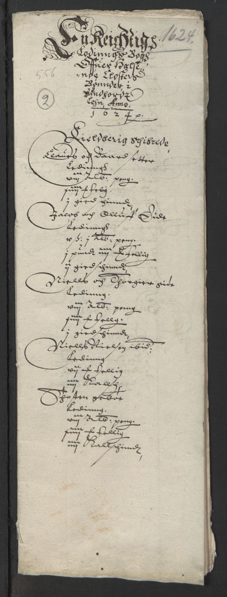 Stattholderembetet 1572-1771, RA/EA-2870/Ek/L0003/0001: Jordebøker til utlikning av garnisonsskatt 1624-1626: / Jordebøker for Bergenhus len, 1624-1625, p. 38