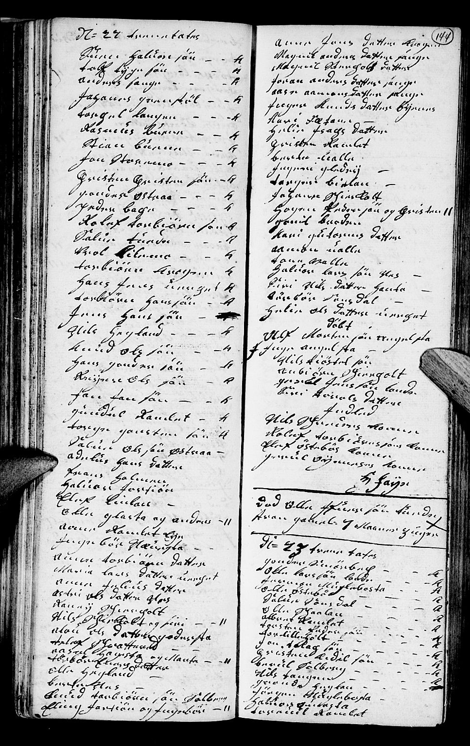 Holt sokneprestkontor, SAK/1111-0021/F/Fb/L0004: Parish register (copy) no. B 4, 1730-1746, p. 144