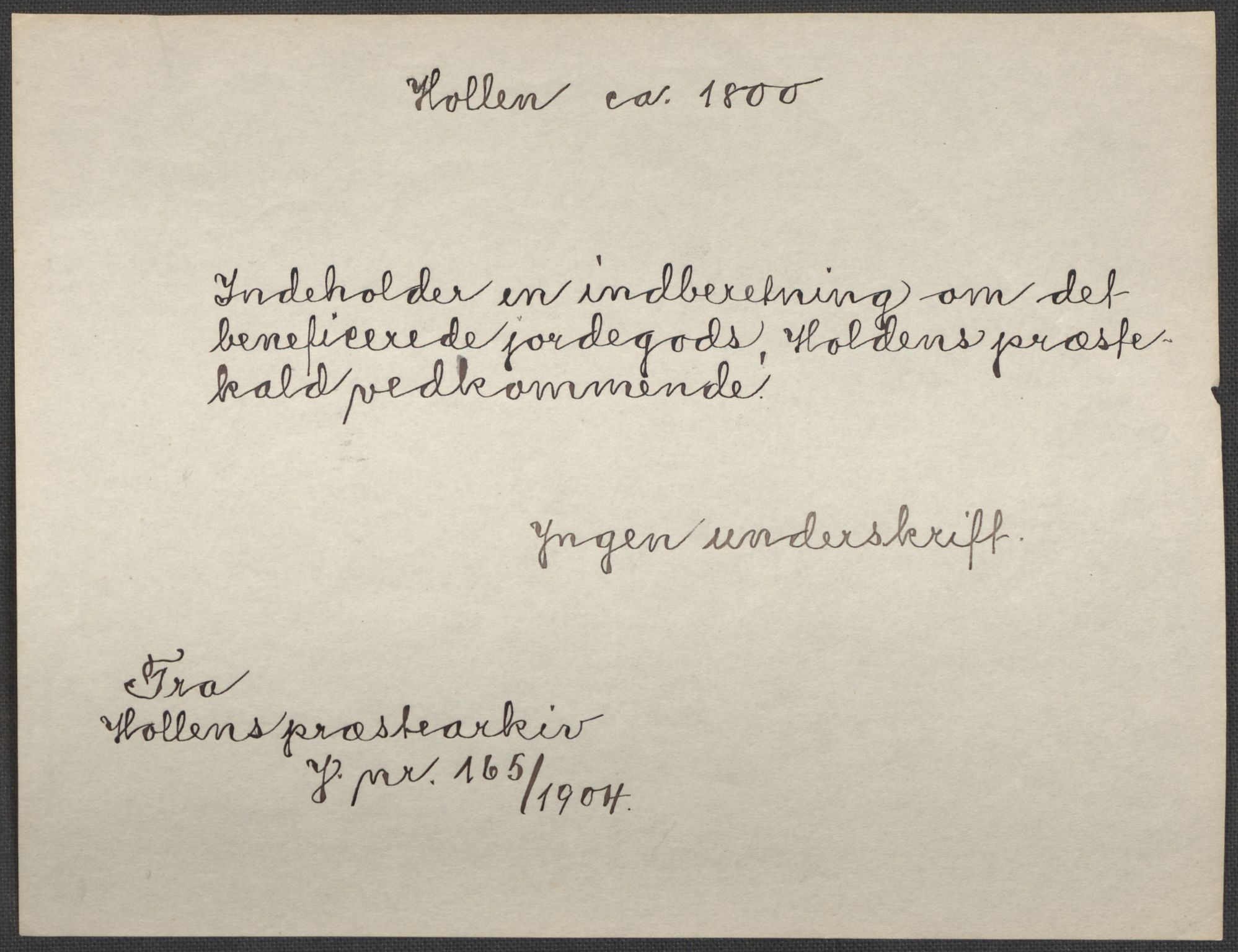 Riksarkivets diplomsamling, RA/EA-5965/F15/L0026: Prestearkiv - Telemark, 1575-1838, p. 190