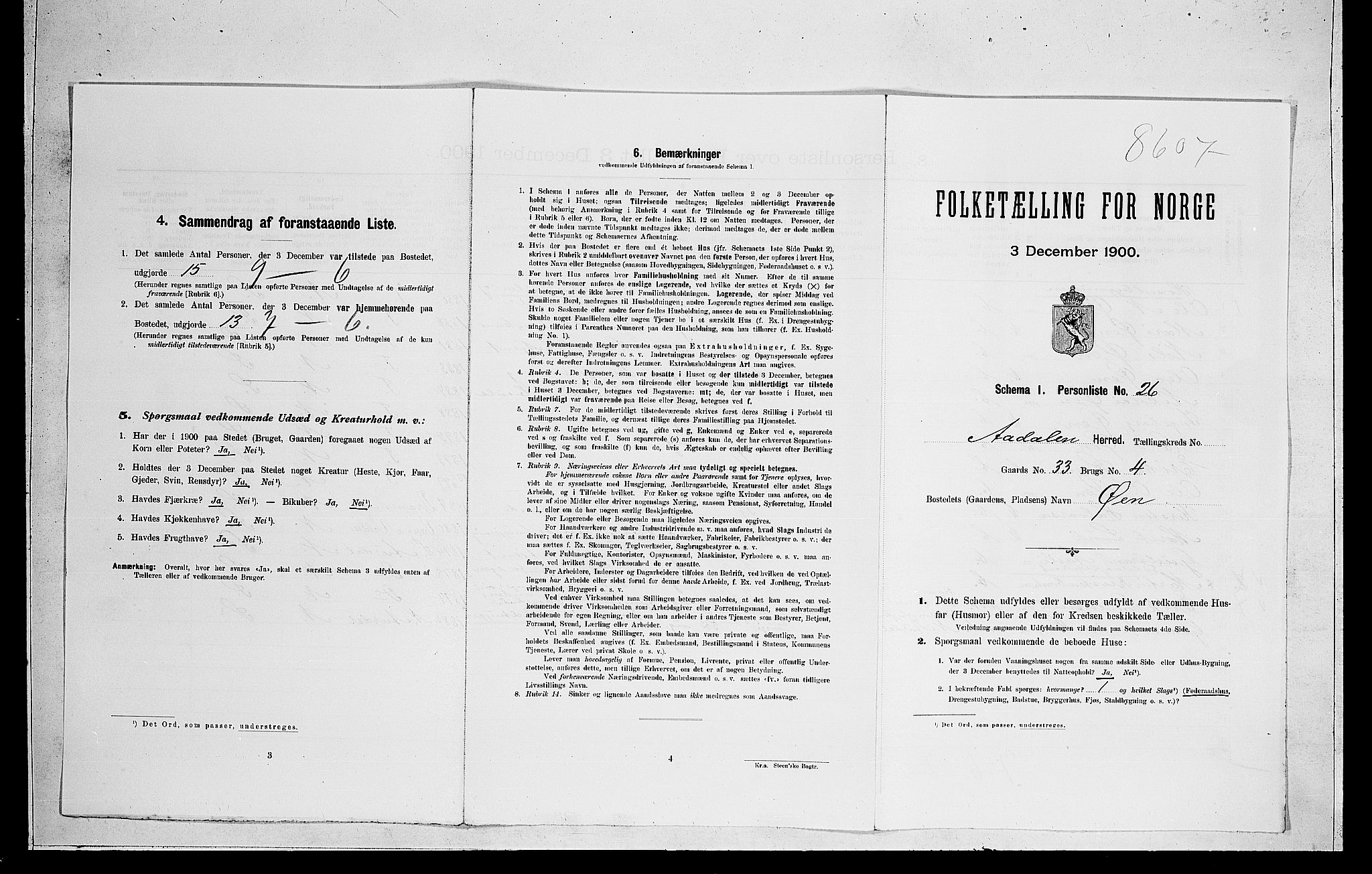 RA, 1900 census for Ådal, 1900, p. 790